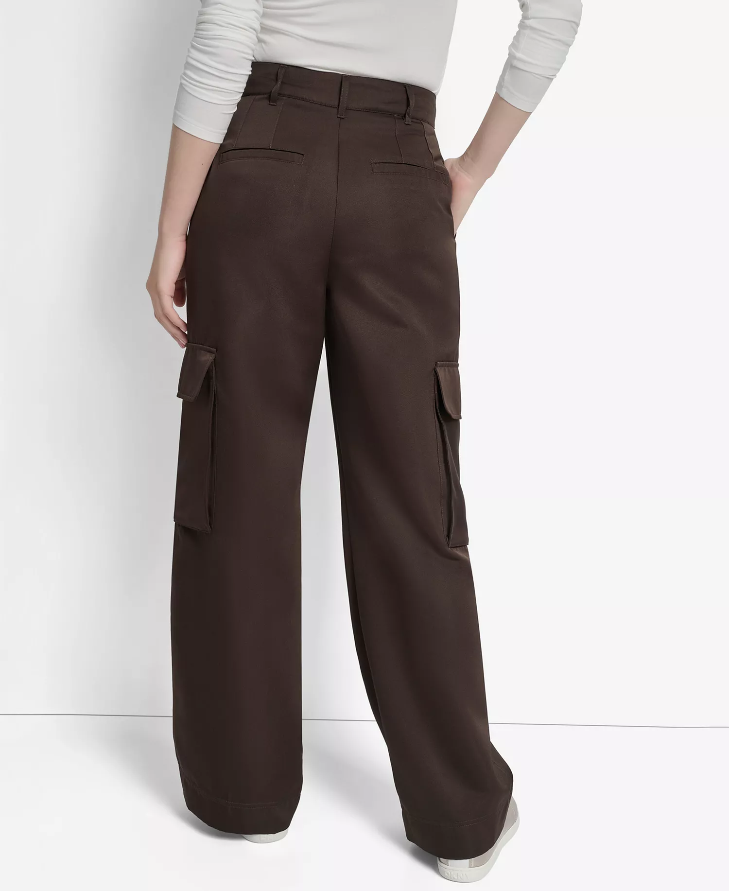 Women's High Waist Wide Leg Cargo Pants - Espresso - 10