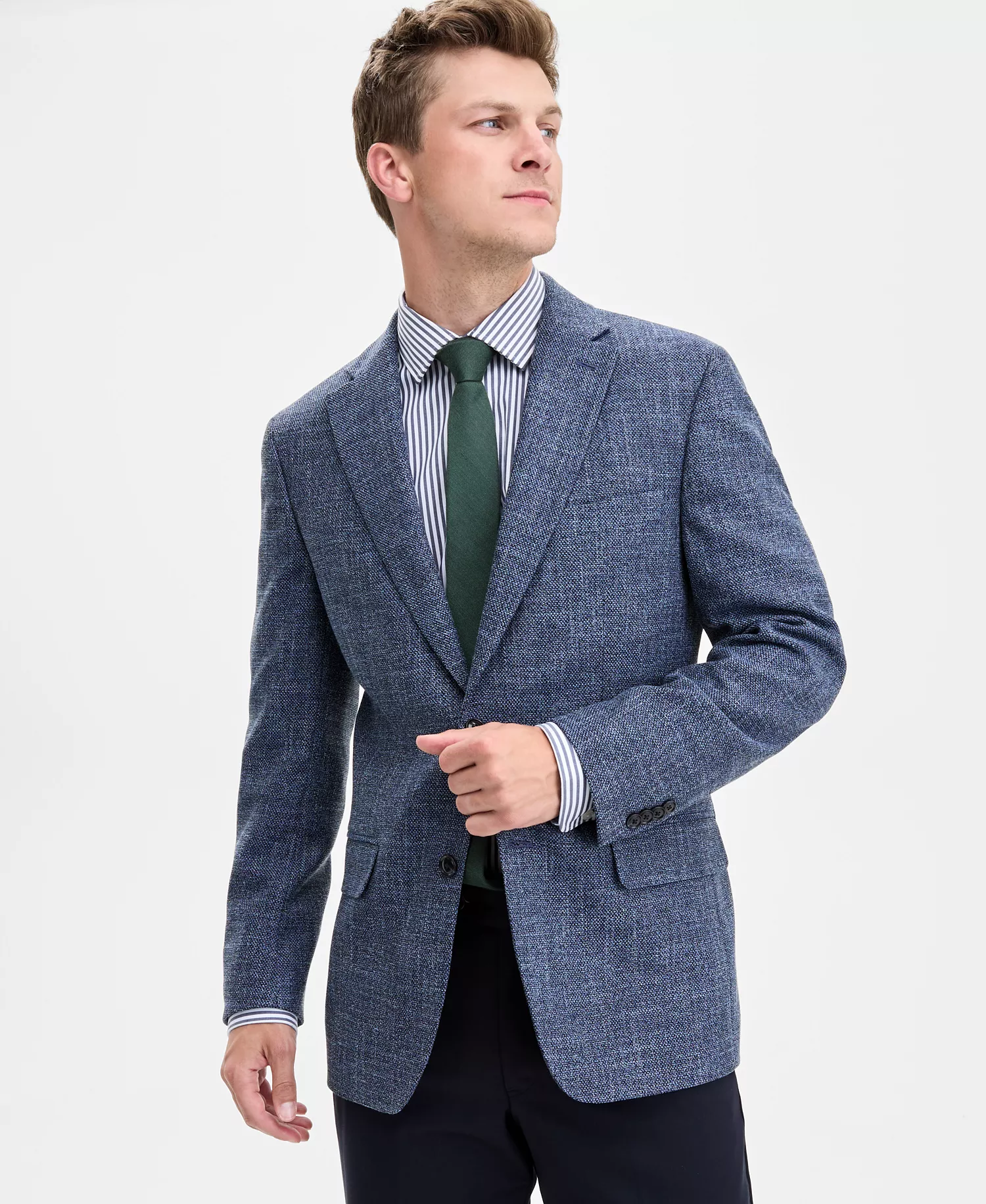 Men's Modern-Fit Textured Blue Sport Coat - Blue - 36R
