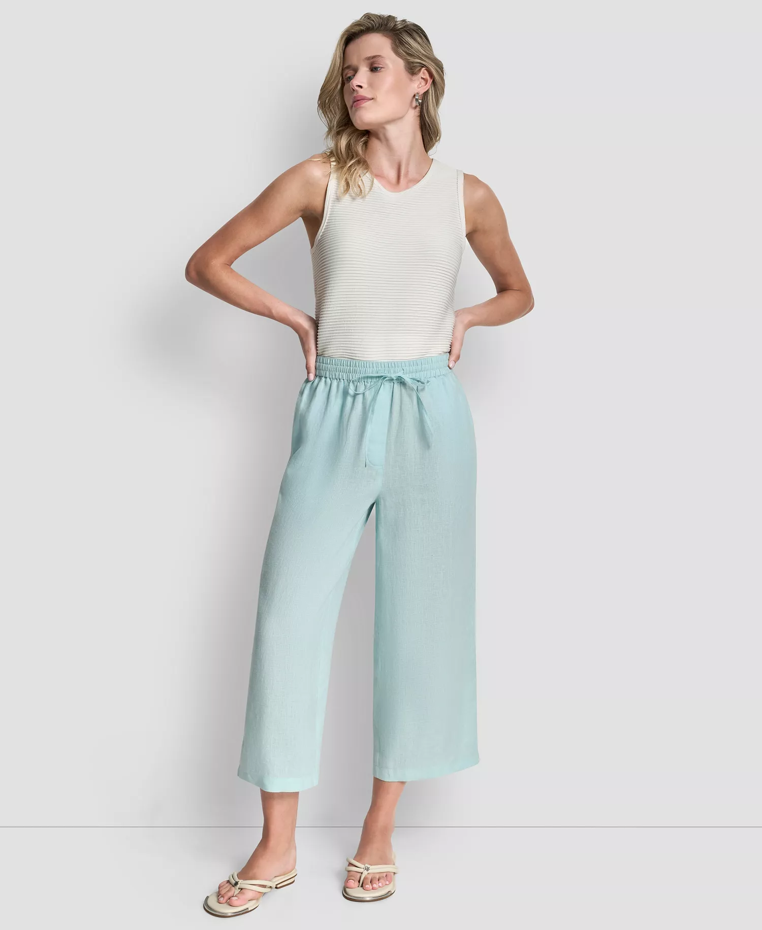 Women's Pull-On Wide-Leg Pants - Aqua - L