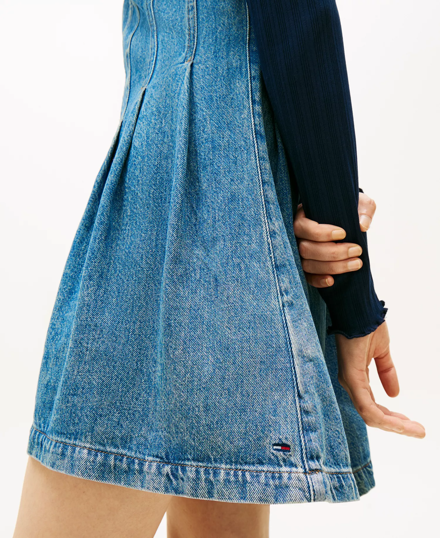 Women's Pleat Seam Denim Dress - Denim Medium - L