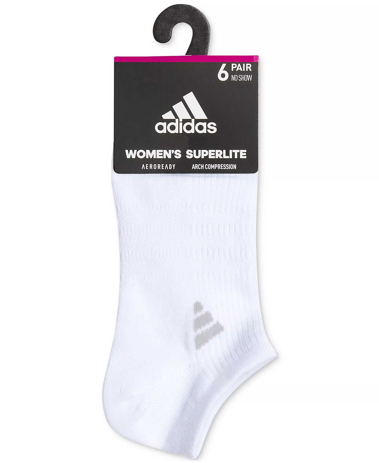 Women's 6-Pk. Superlite 3.0 No Show Socks - Black/Light Grey/White - ONE SIZE