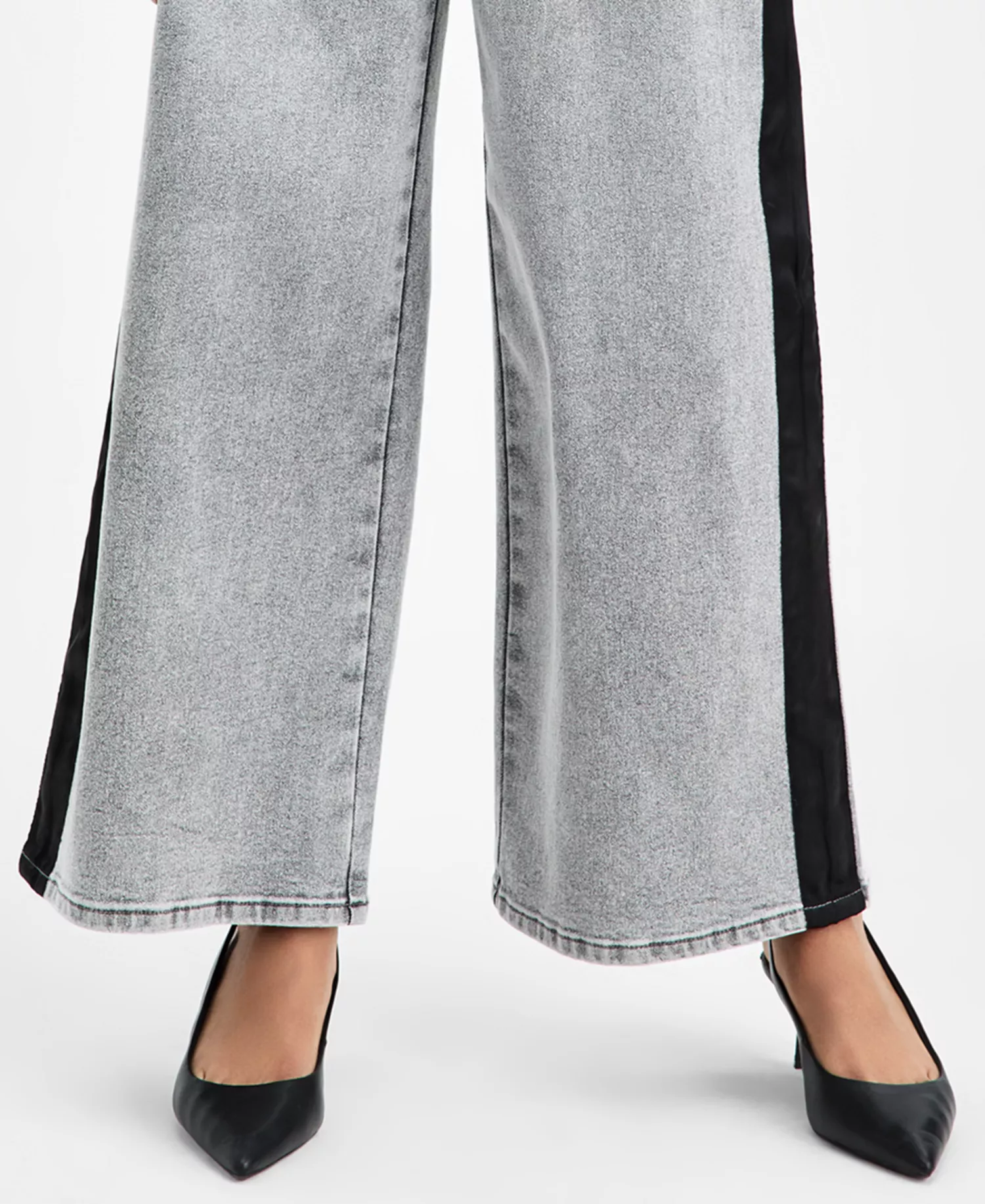 Women's High-Rise Side-Stripe Wide-Leg Jeans, Macy's Exclusive  - Light Ash - 0