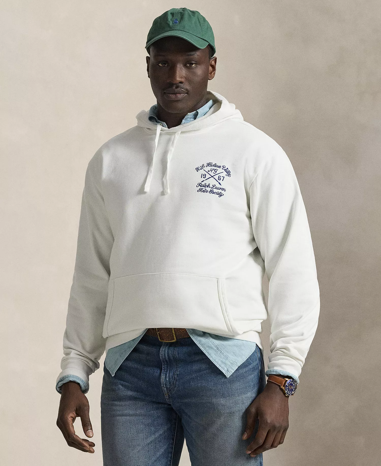 Men's Big & Tall Loopback Fleece Graphic Hoodie - Deckwash White - 2LT