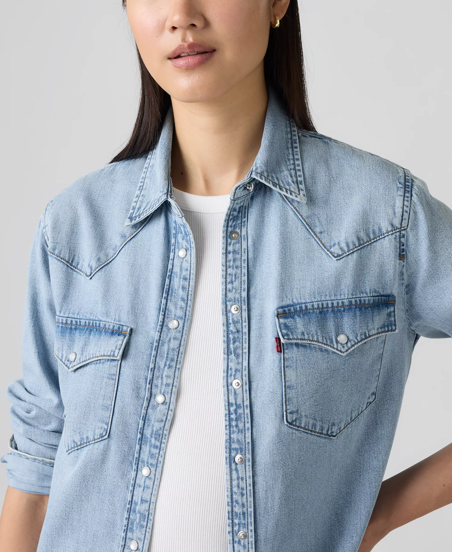 Women's The Ultimate Western Cotton Denim Shirt - Big Discussion - L