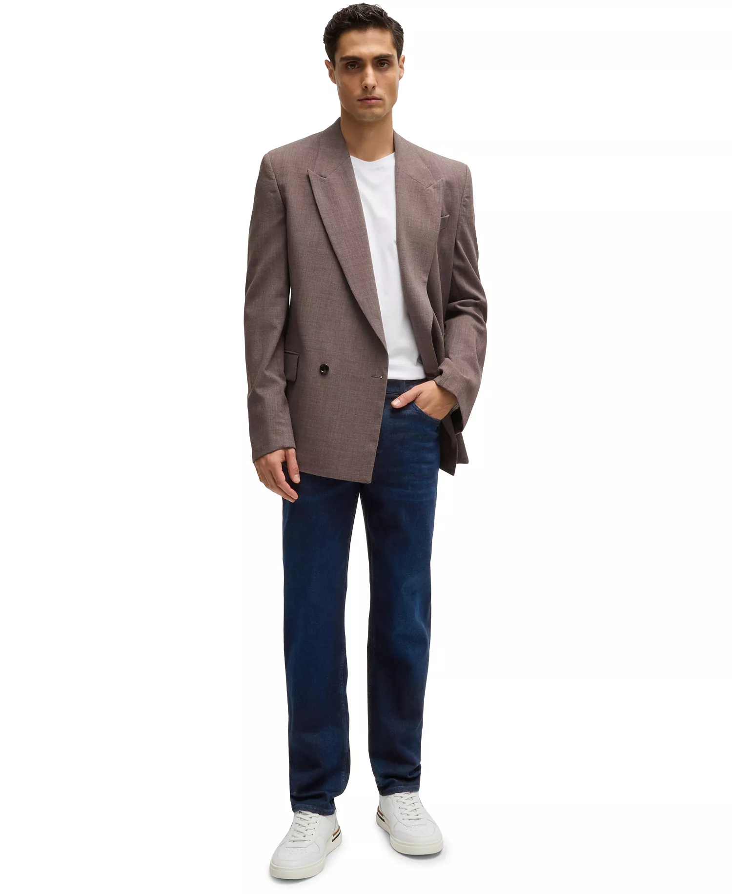 Men's Dark-Blue Soft Denim Regular-Fit Jeans - Navy - 38x36