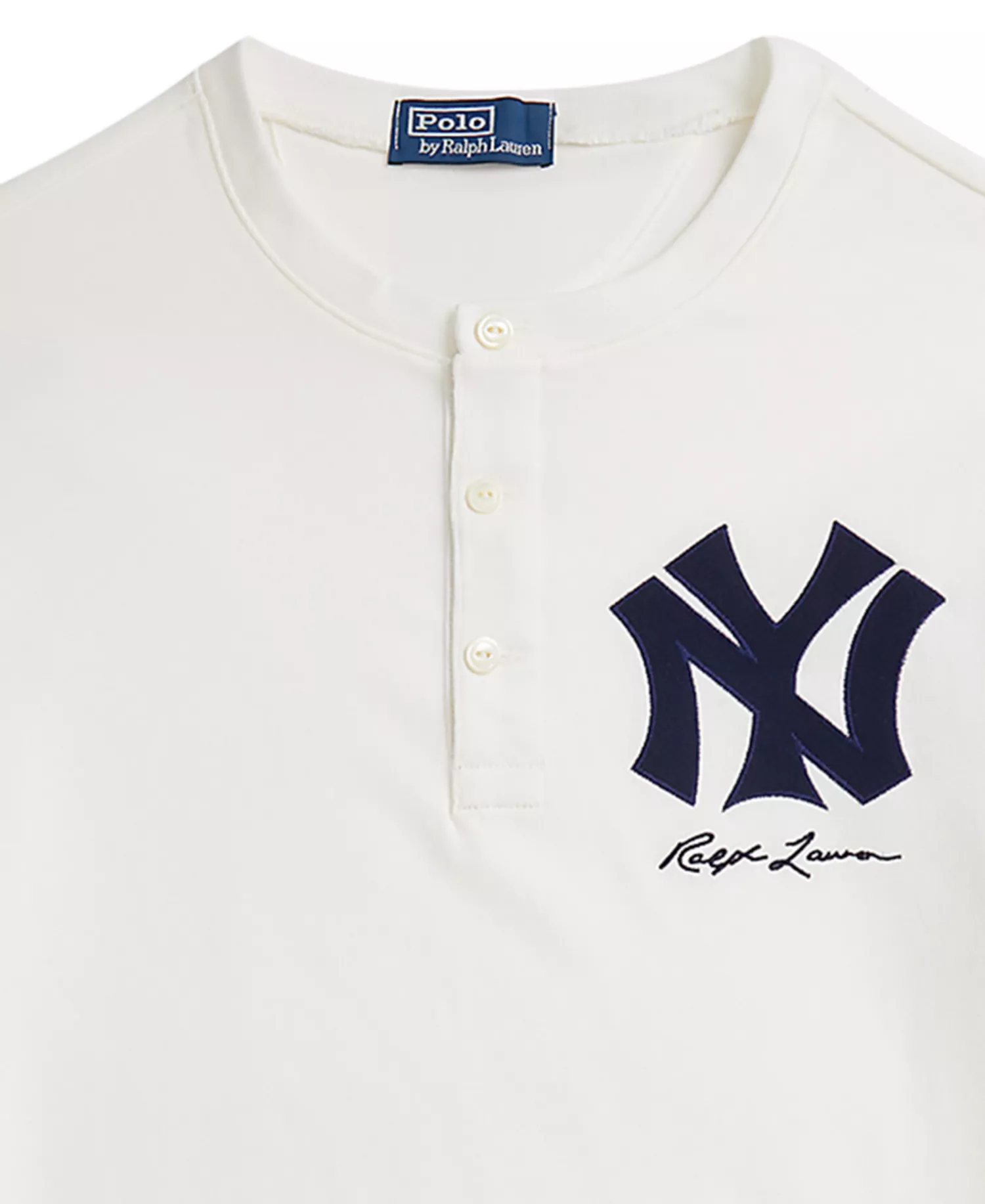 Men's Long Sleeve Yankees Henley T-Shirt - Deckwash White/Newport - M