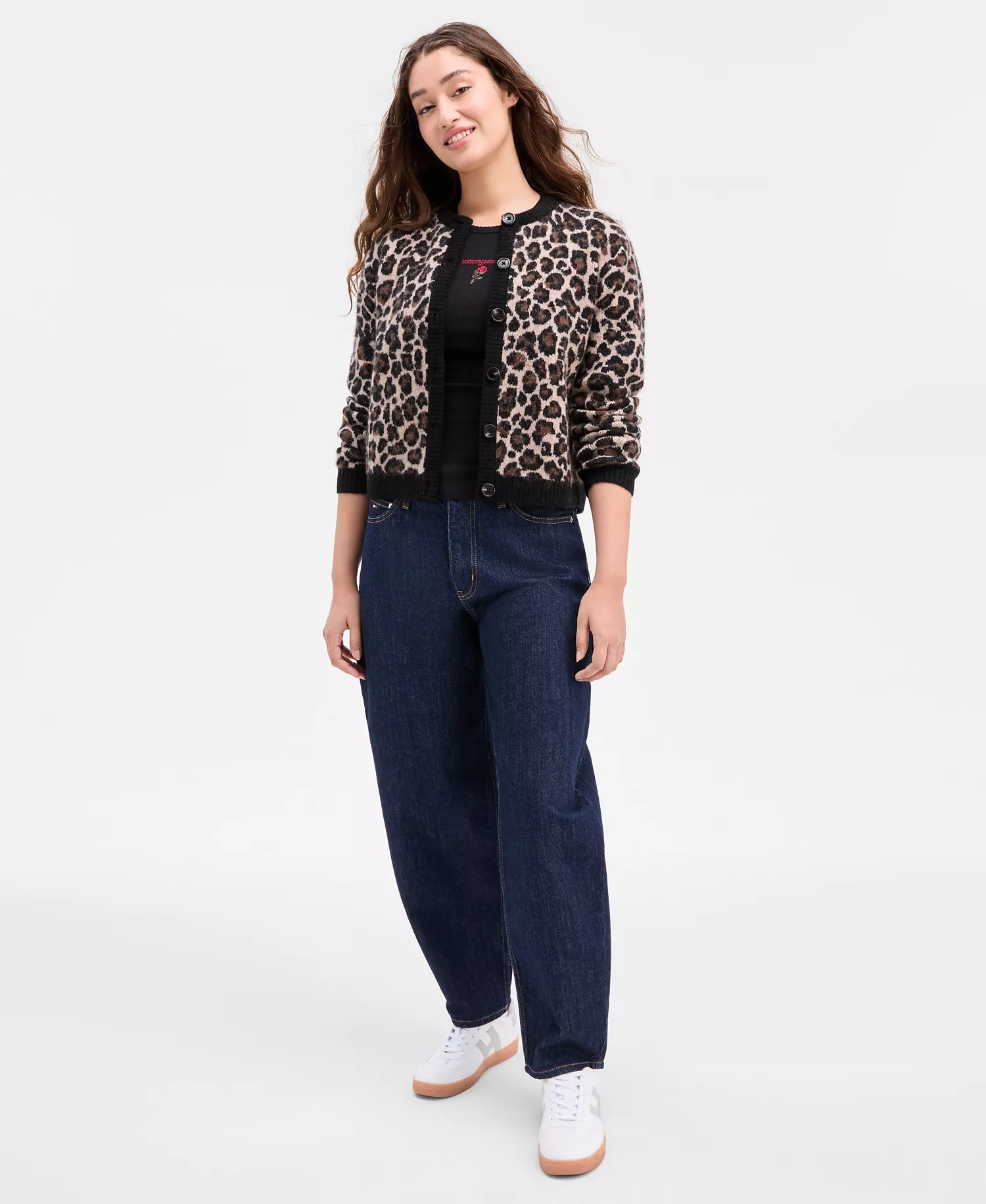 Women's Leopard-Print Button-Front Cardigan - Leopard Aop - XS