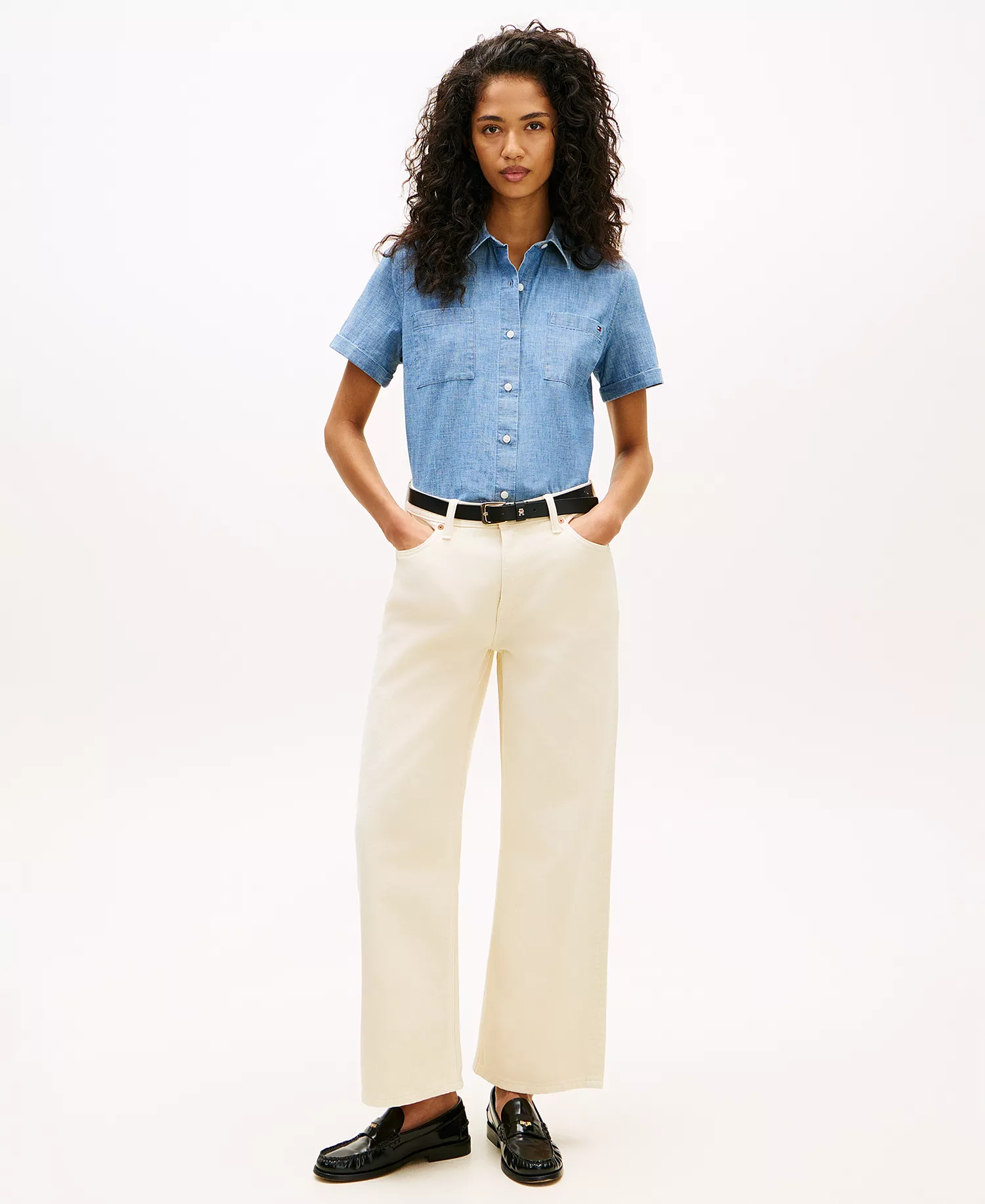 Women's Short-Sleeve Chambray Shirt - Chambray - L