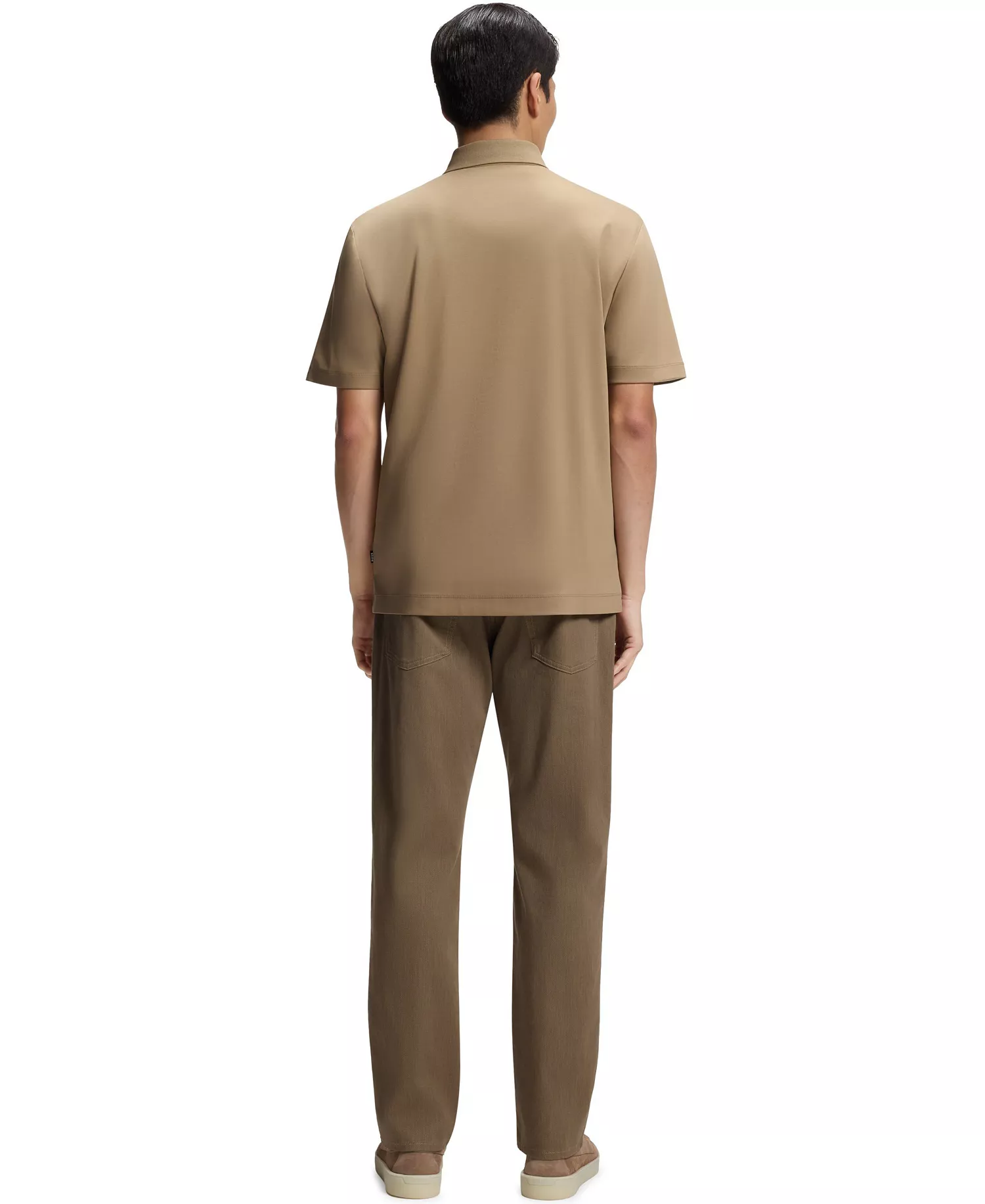 Men's Mercerized-Cotton Double B Monogram Polo Shirt - Dark Beige - L