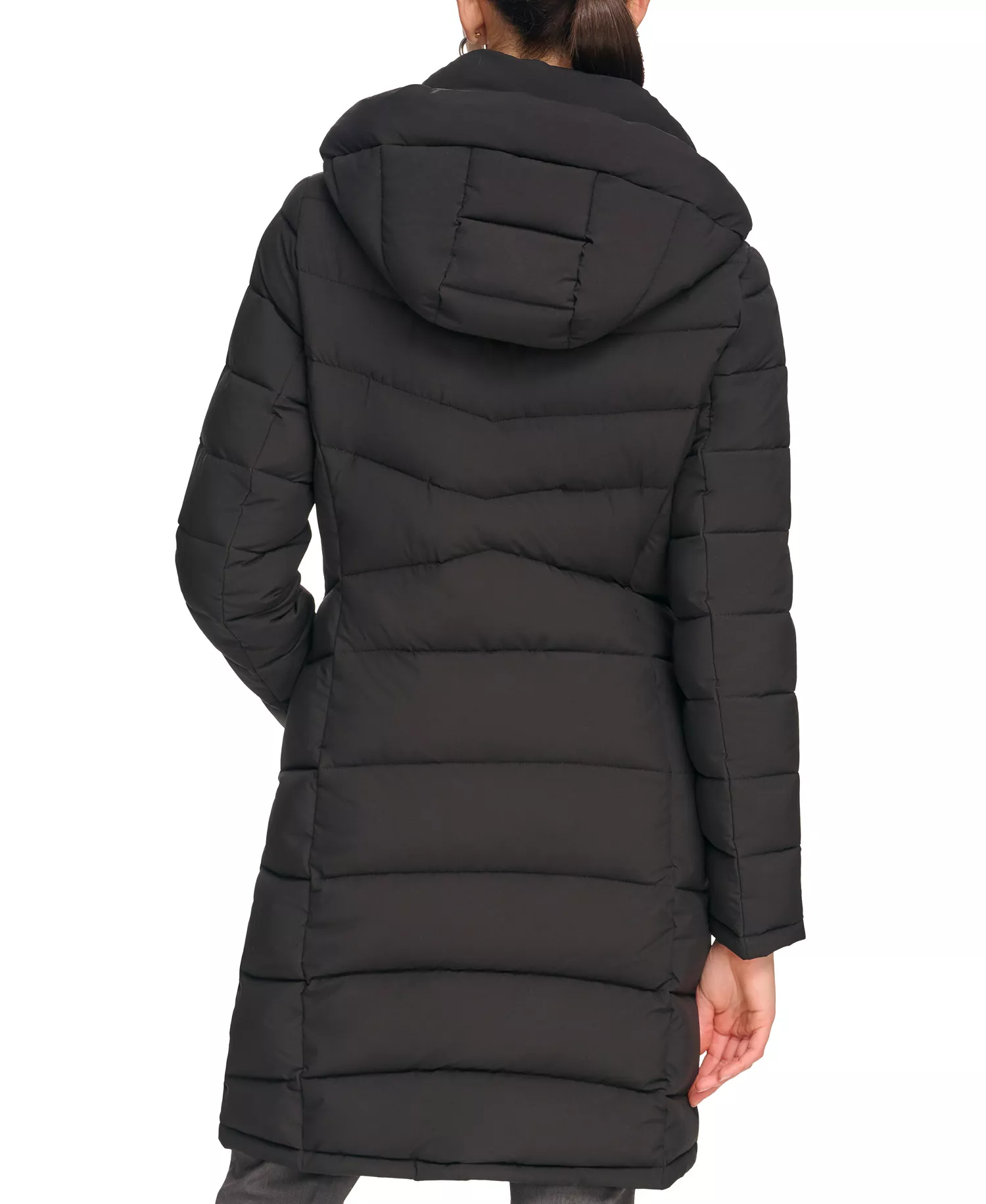 Women's Hooded Stretch Puffer Coat, Created for Macy's - Black - XS