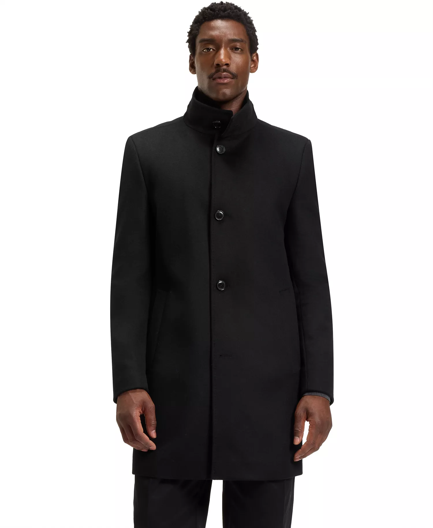 Men's Wool Cashmere Slim-Fit Coat - Black - 34R
