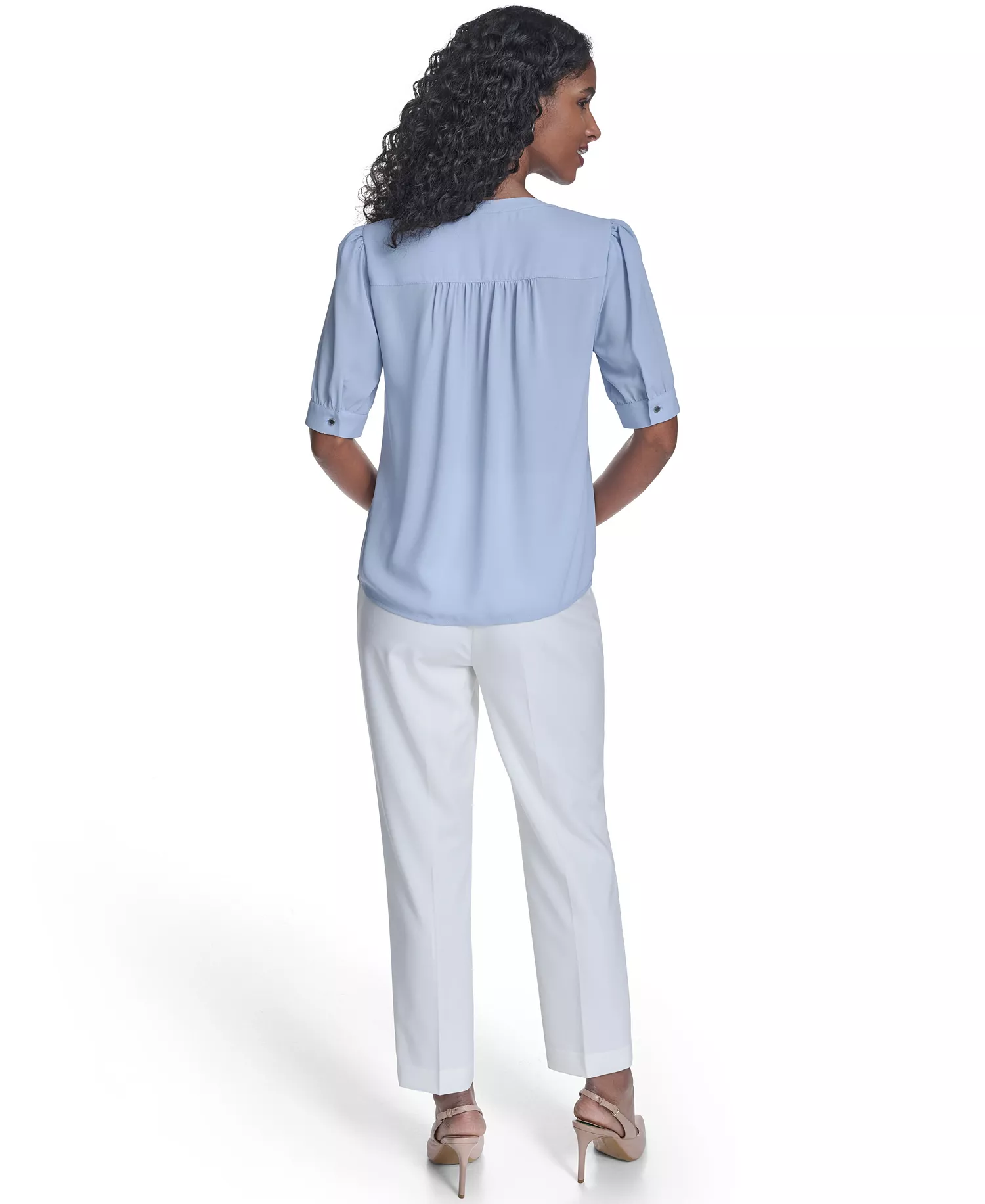 Women's Short-Sleeve Button Front Top - Zen - L