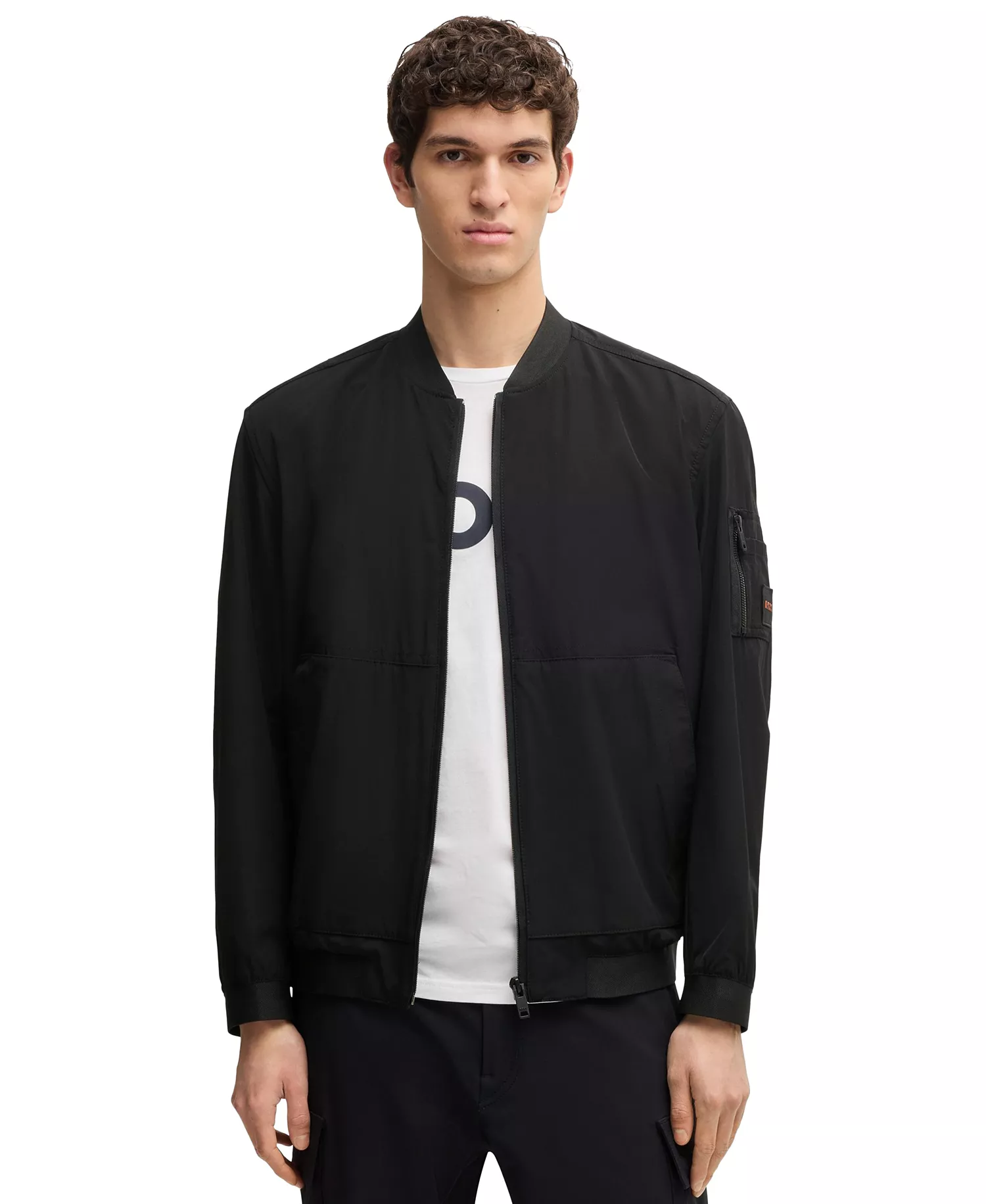 Men's Four-Way Stretch Softshell Bomber Jacket - Black - 38R