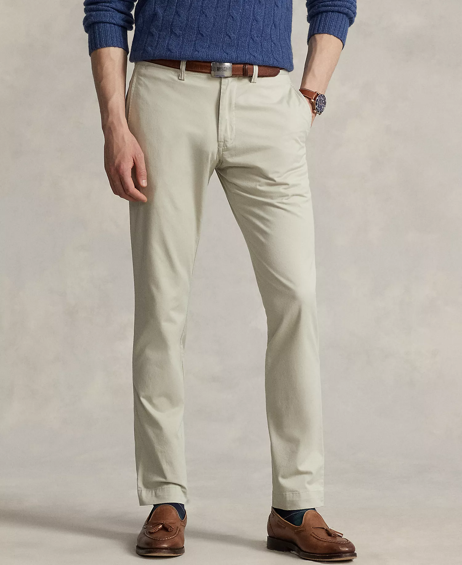 Men's Slim-Fit Stretch Chino Pants - Classic Stone - 30 - 30