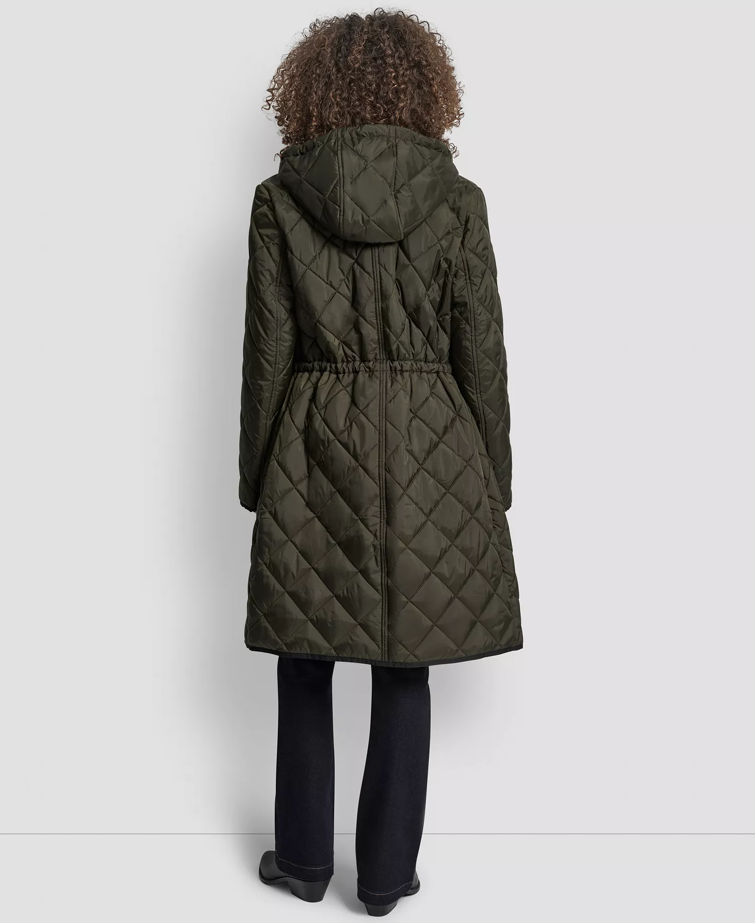 Women's Corduroy-Collar Quilted Anorak Coat - Loden - XXS