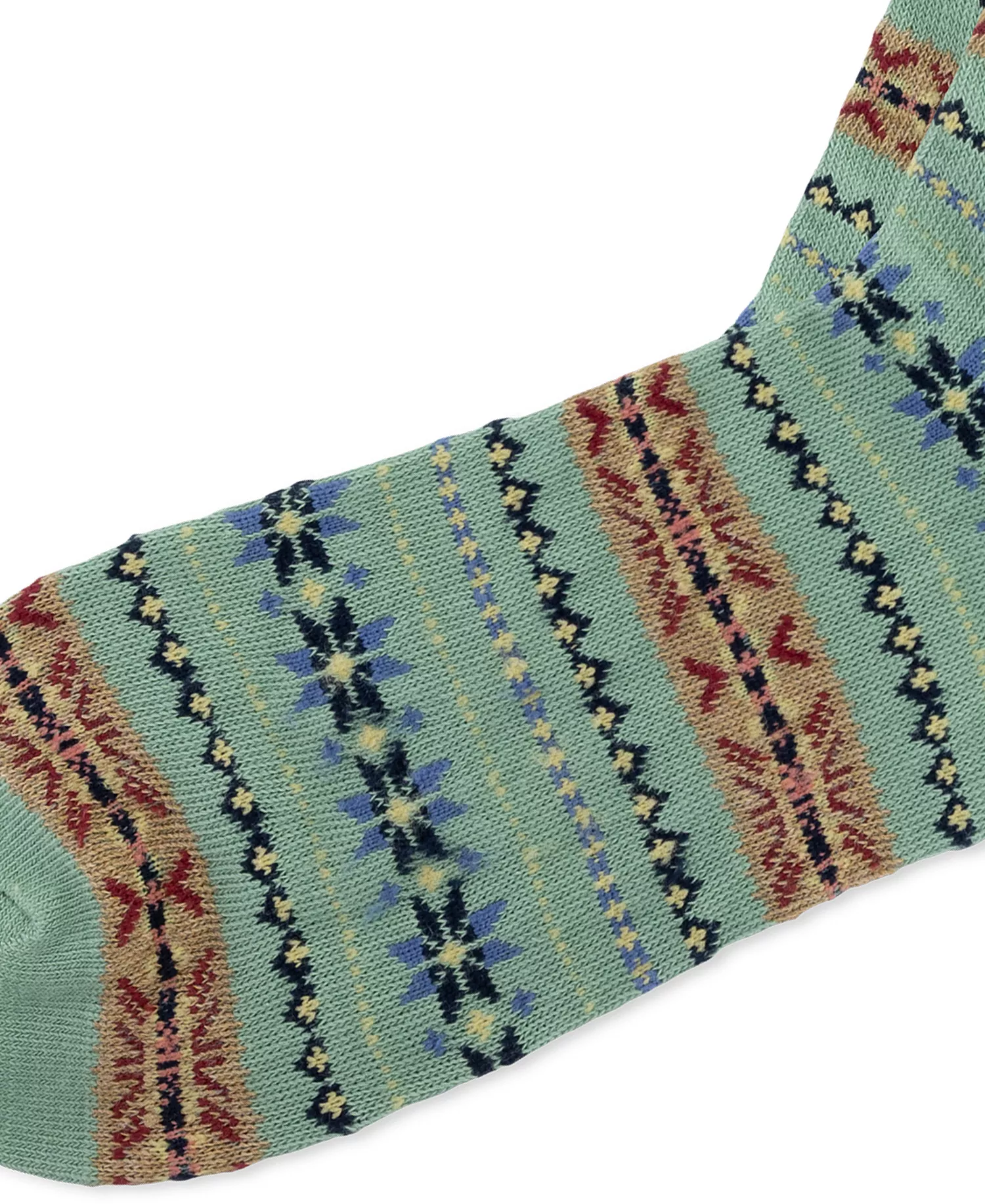 Men's Hyde Park Fair Isle Detail Socks - Lightt Green - 10-13