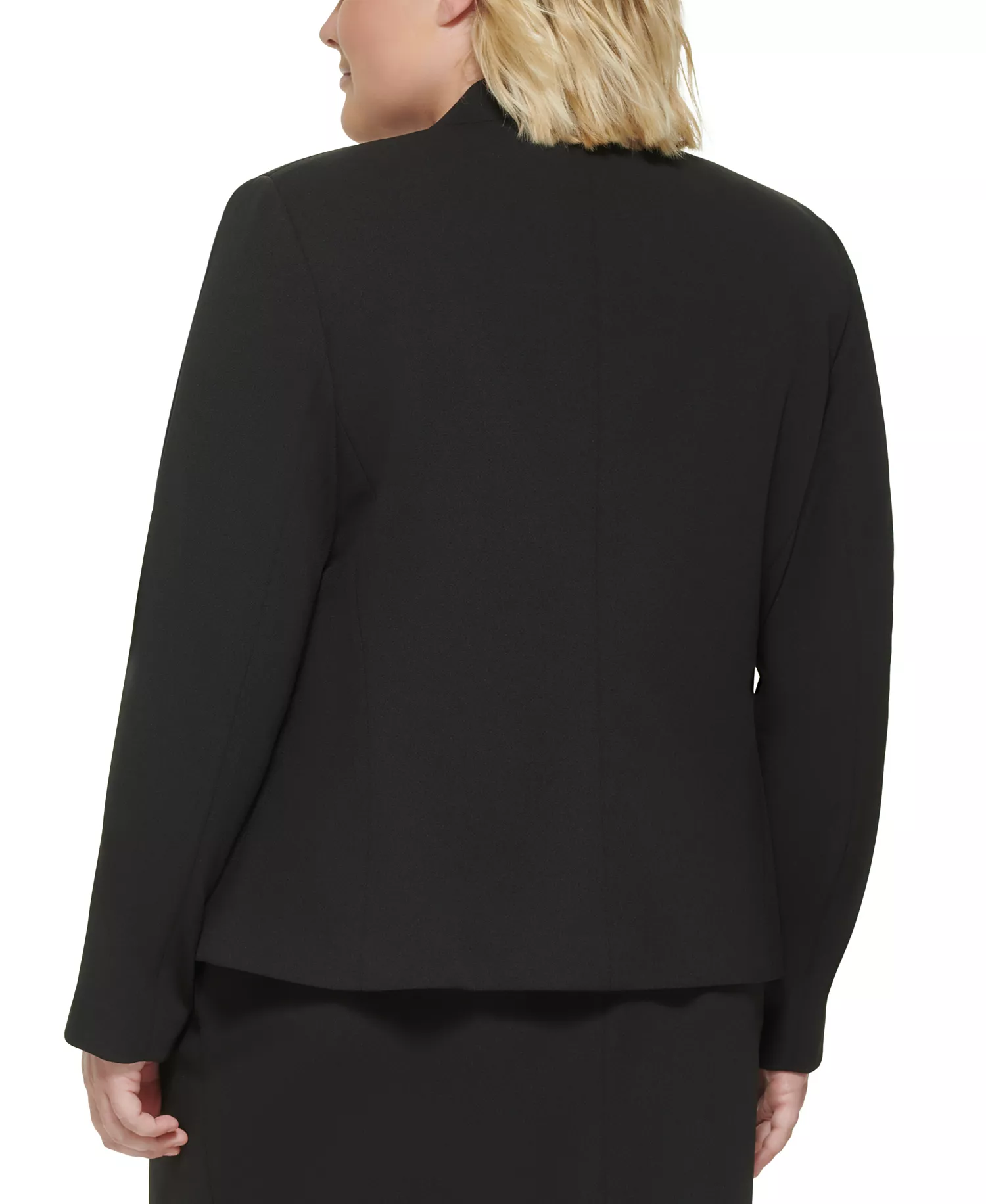 Plus Size Open-Front Soft Crepe Blazer - Black - 14W