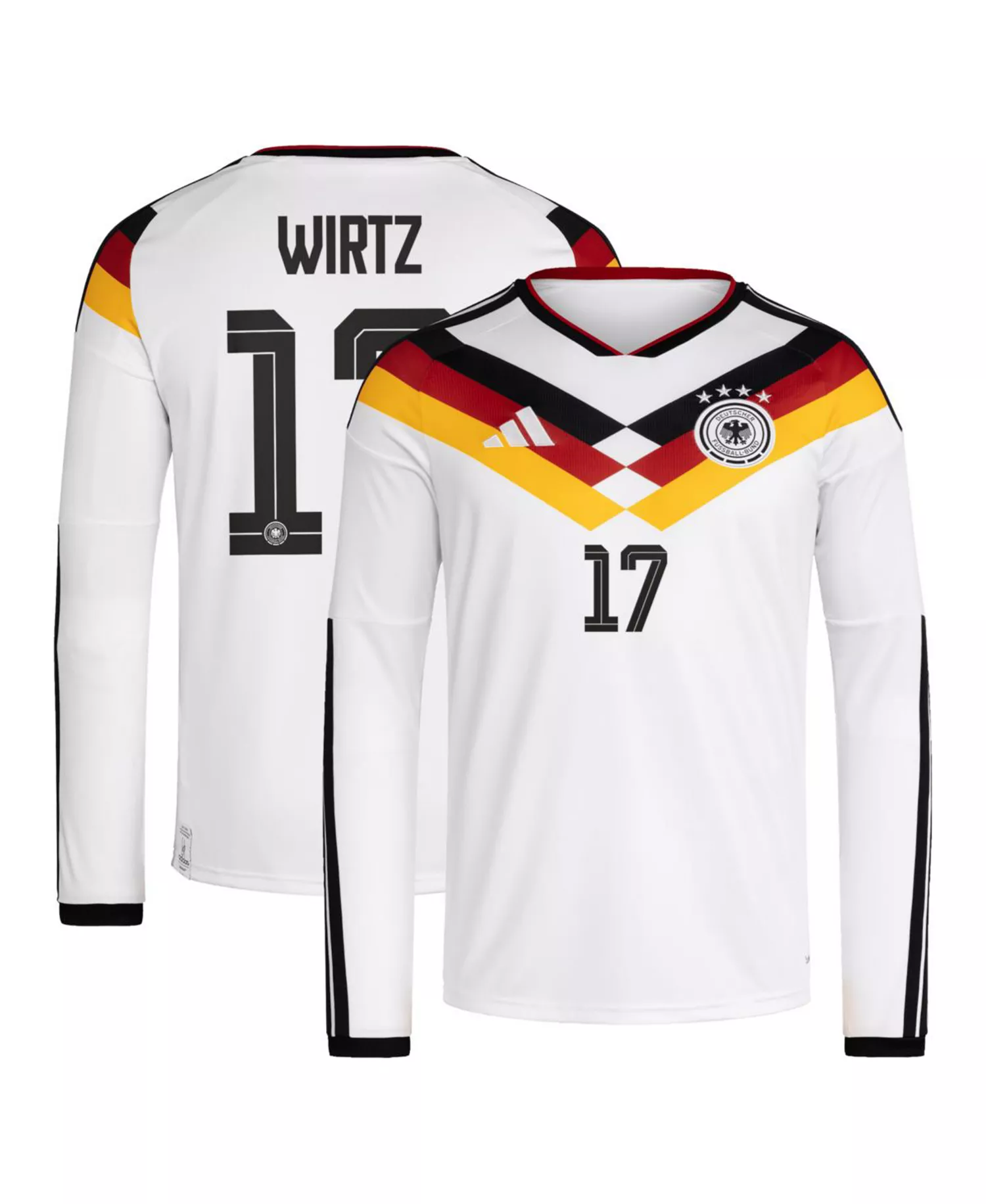 Men's Florian Wirtz White Germany National Team 2026 Home Replica Long Sleeve Jersey - White - 2XL