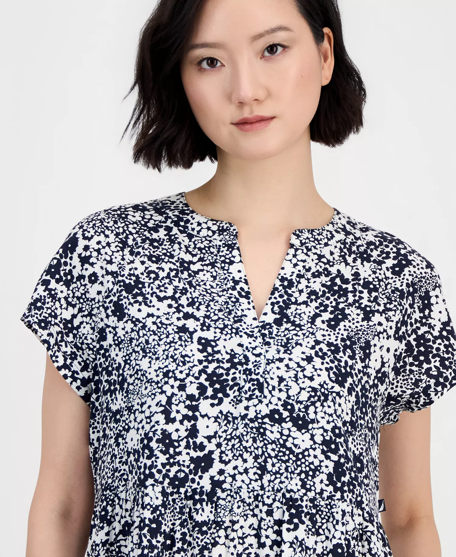 Jeans Women's Shadow Floral Tiered Midi Dress - Night Sky/ Ivory - L