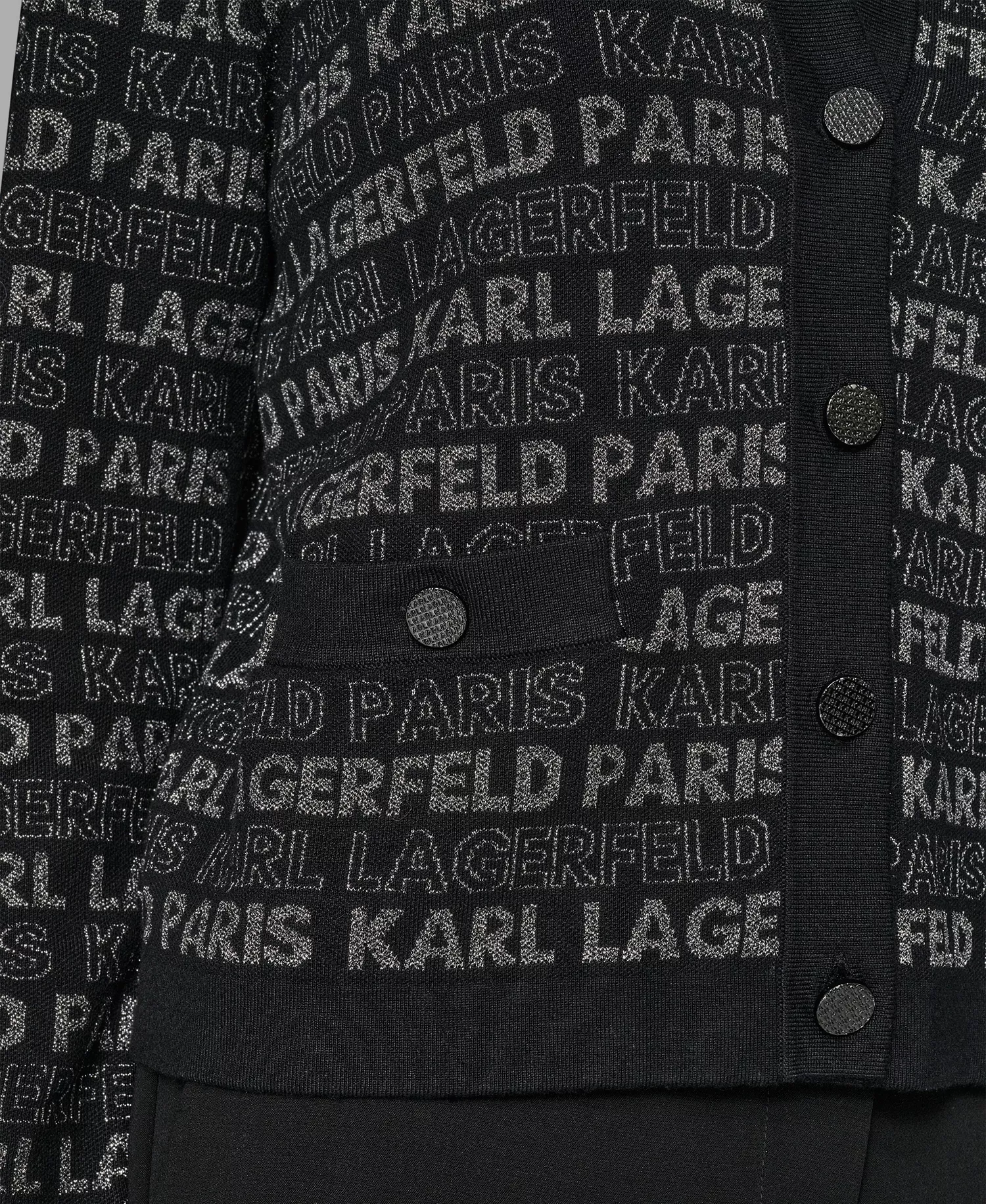 Women's Lurex Logo Cardigan Sweater - Black/Gunmetal - XS