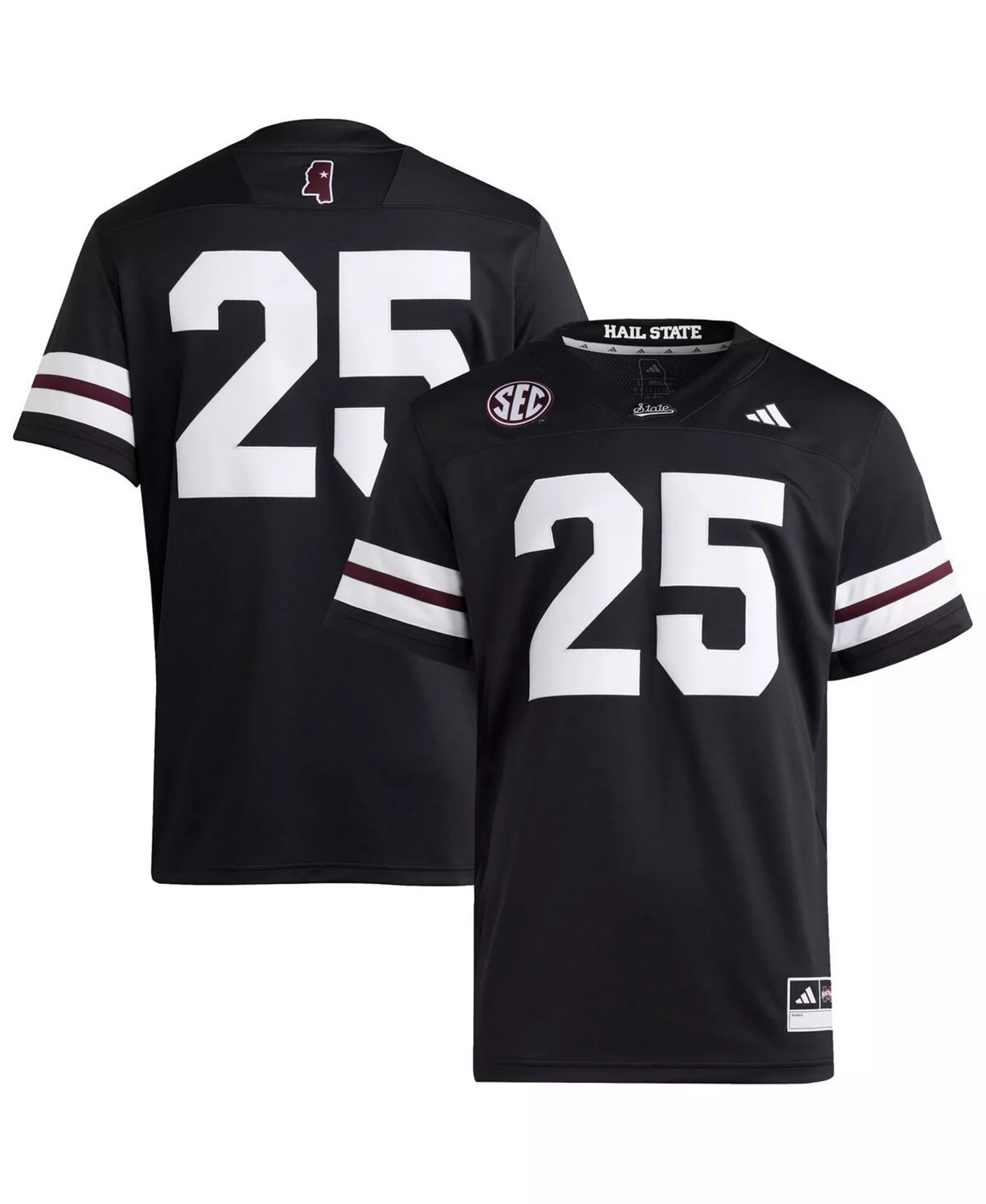 Men's 25 Black Mississippi State Bulldogs Premier Strategy Jersey - Black - 2XL