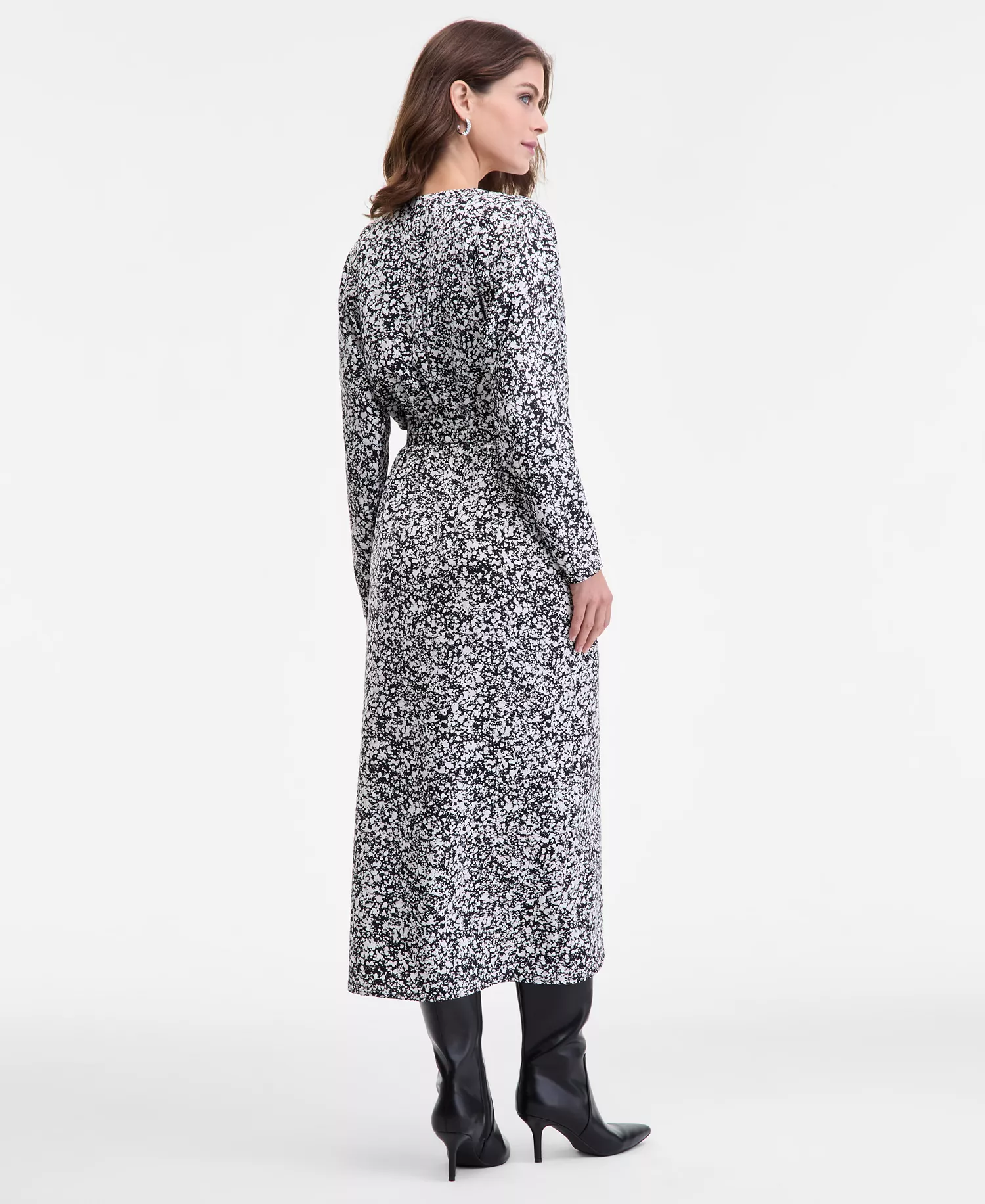 Women's Dolman-Sleeve Surplice-Neck Dress, Macy's Exclusive - Jade Spots Blk - S