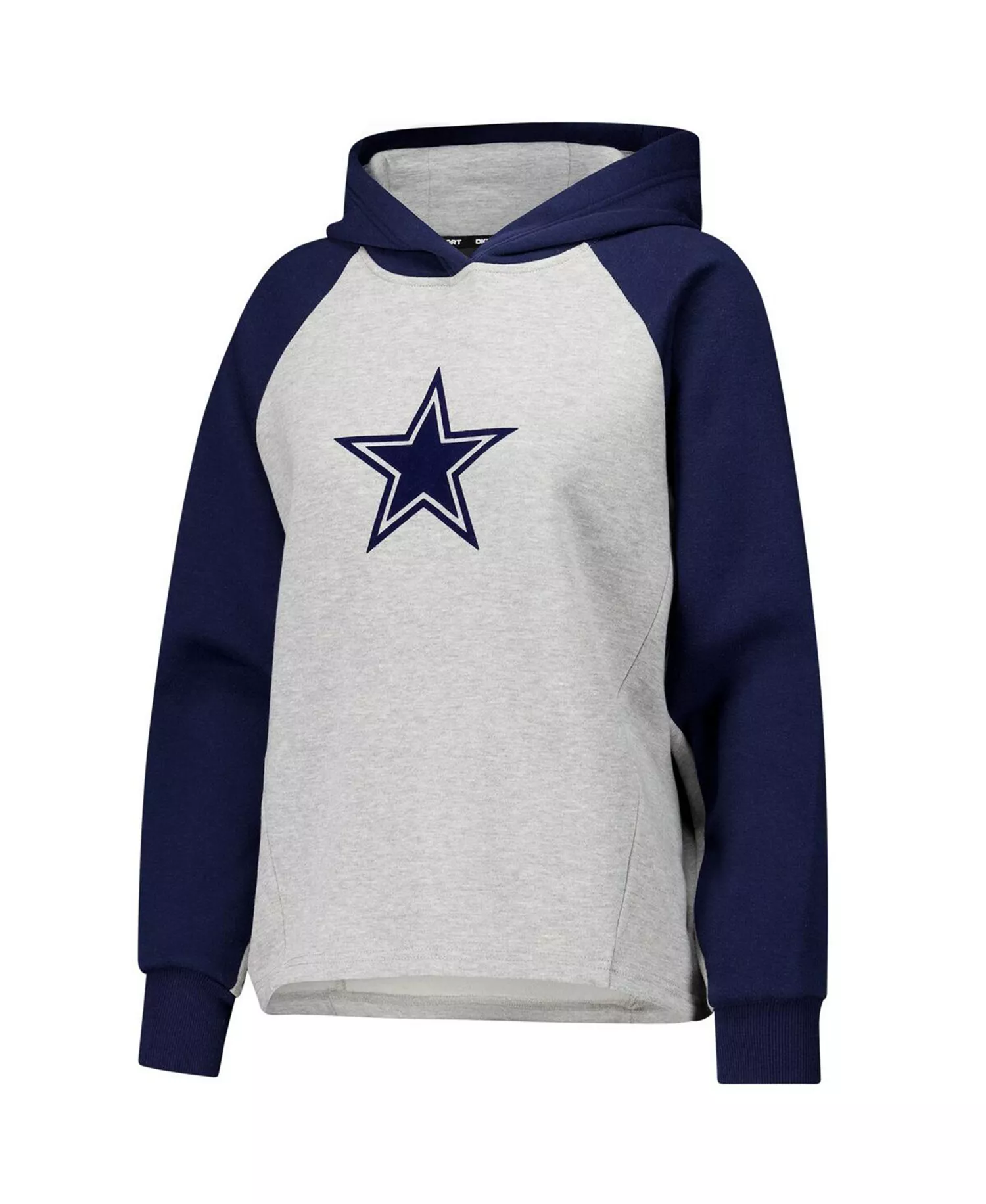 Women's Gray/Navy Dallas Cowboys Joy Cropped Raglan Pullover Hoodie - Gray, Navy - 2XL