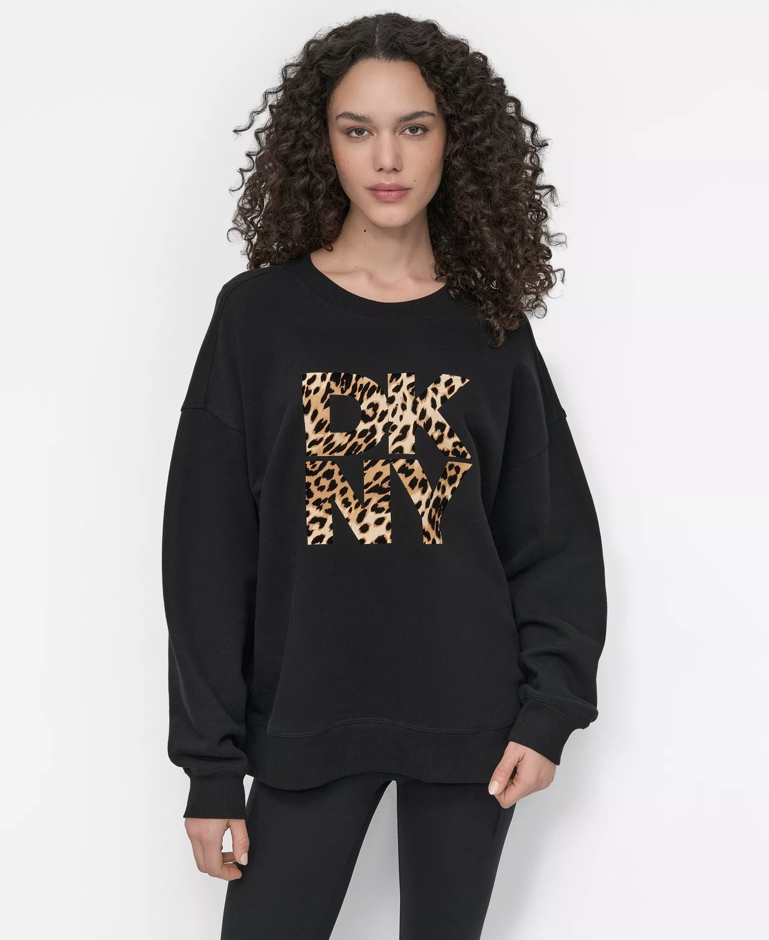 Women's Stacked Flock Logo Crew Neck Top - Eggnog - L