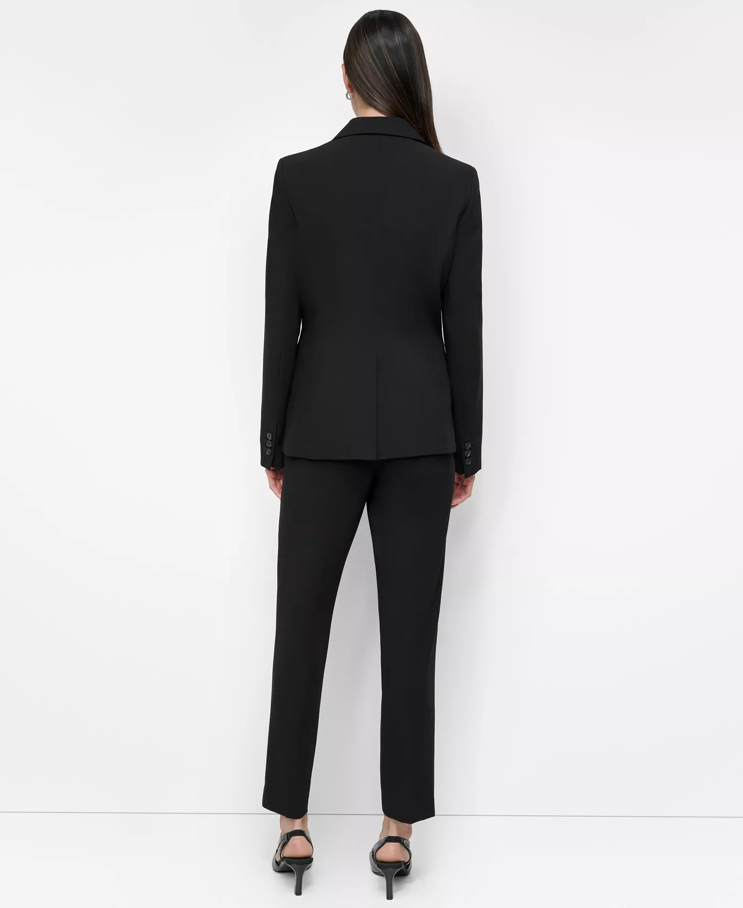 Women’s Notch-Collar One-Button Long Sleeve Blazer Blazer - Black - 10