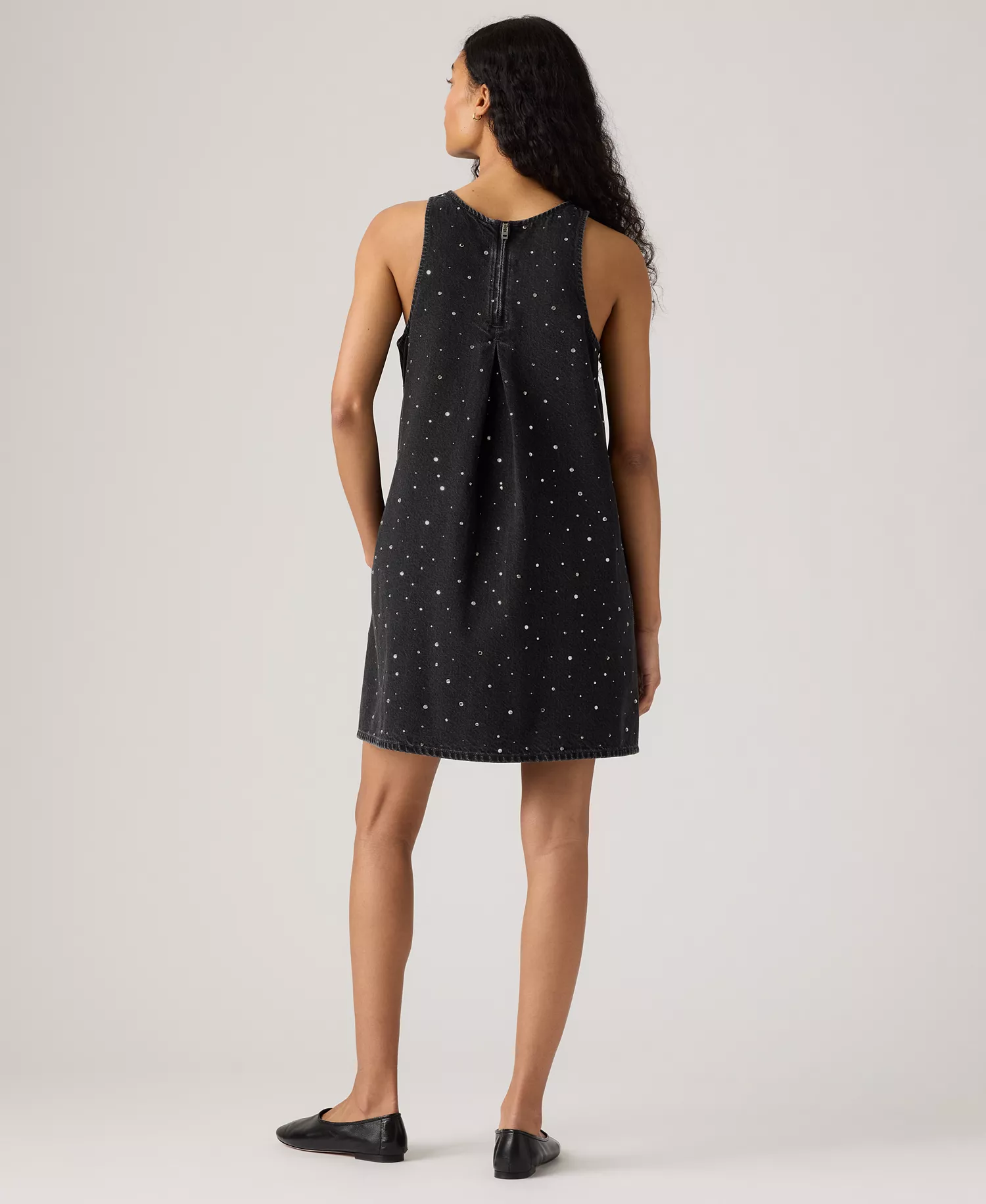 Premium Women's 90s Rhinestone Embellished Shift Dress - Dazzle Me Smoke Dress - L