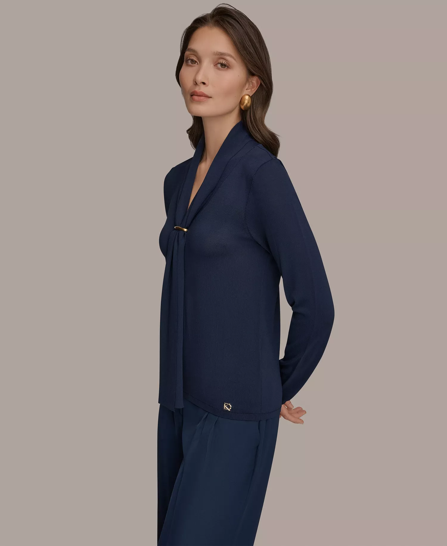 Women's Long-Sleeve V-Neck Sweater, Regular & Petite - Nightfall - L