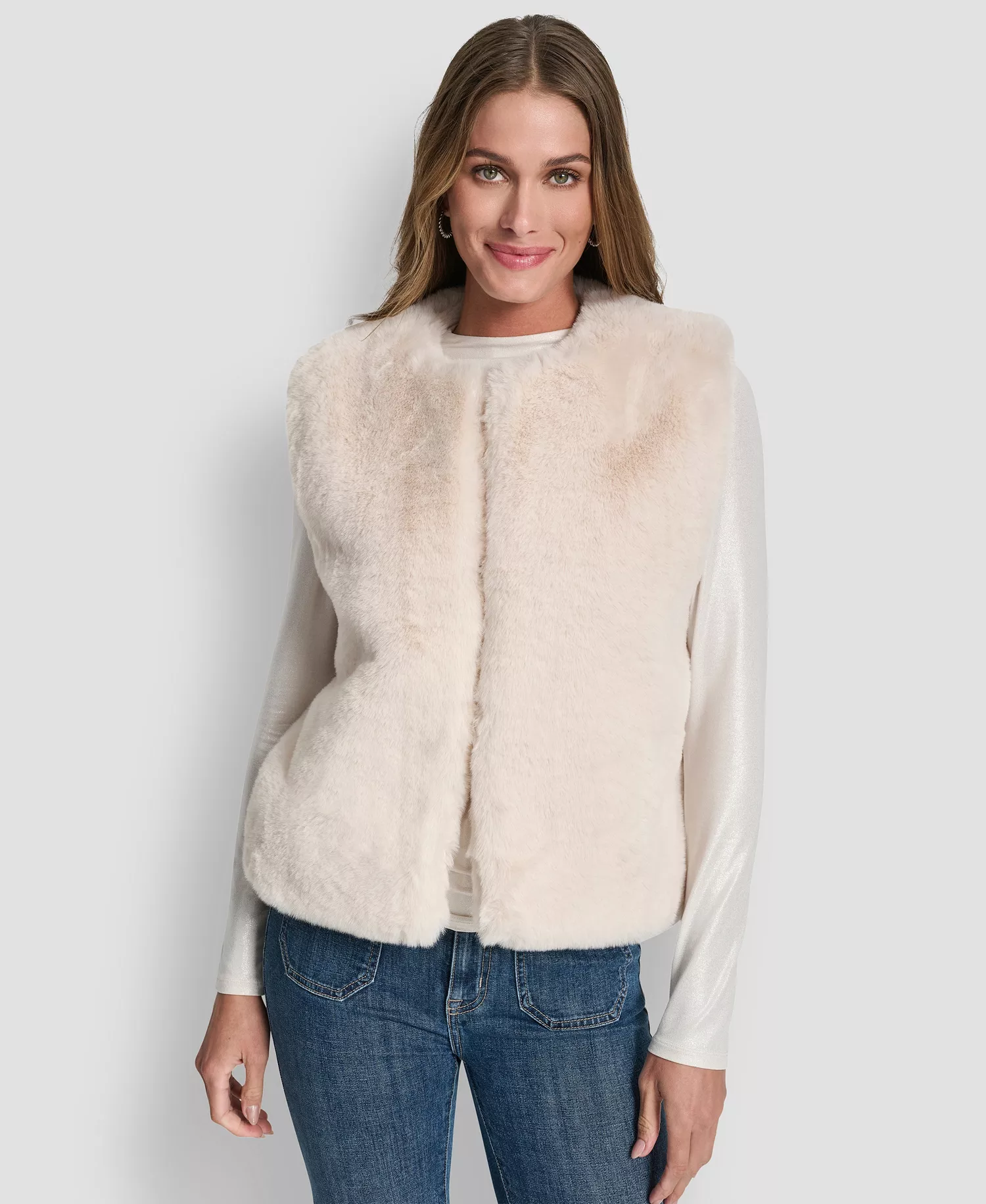 Women's Crewneck Sleeveless Vest - Ivory - L