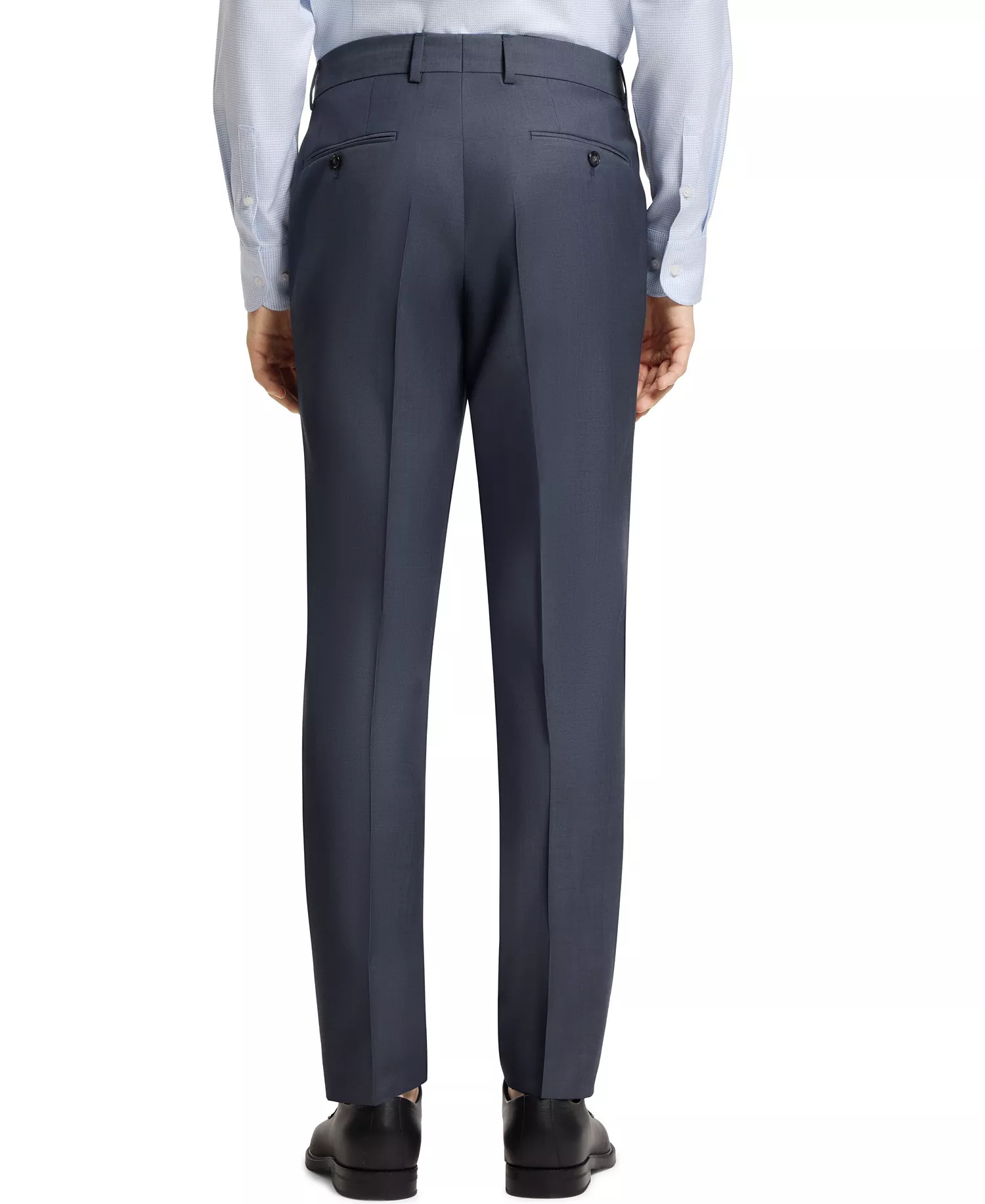 Men's Two-Piece Slim-Fit Patterned Virgin Wool Suit - Open Blue - 38R