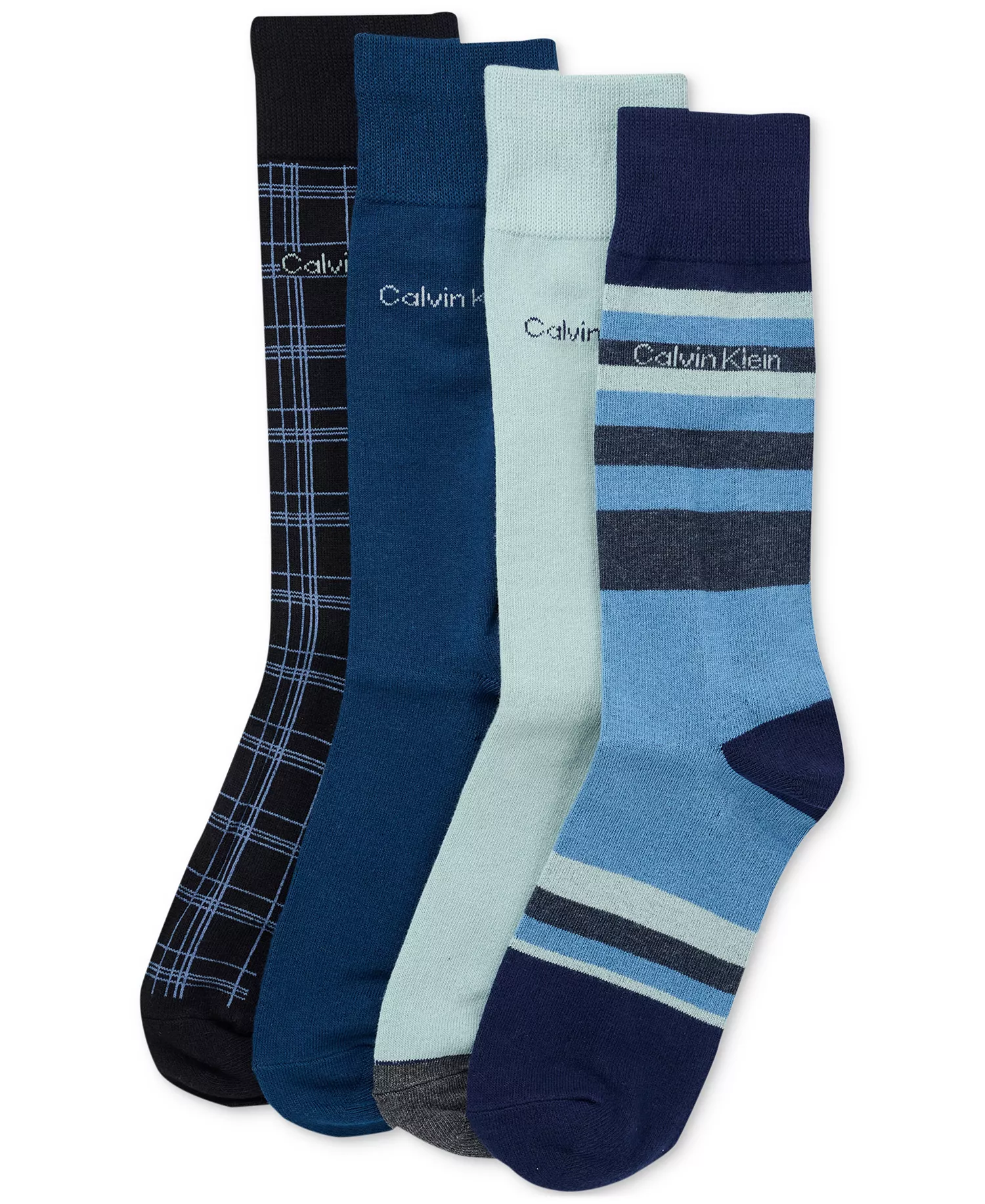 Men's 4-Pack Combed Crew Socks - Blue Multi - ONE SIZE