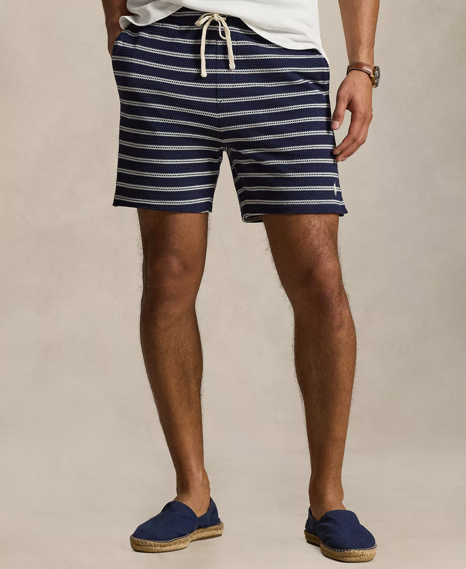 Men's Striped Slim-Fit Shorts - Newport Navy/Cream - 2XL