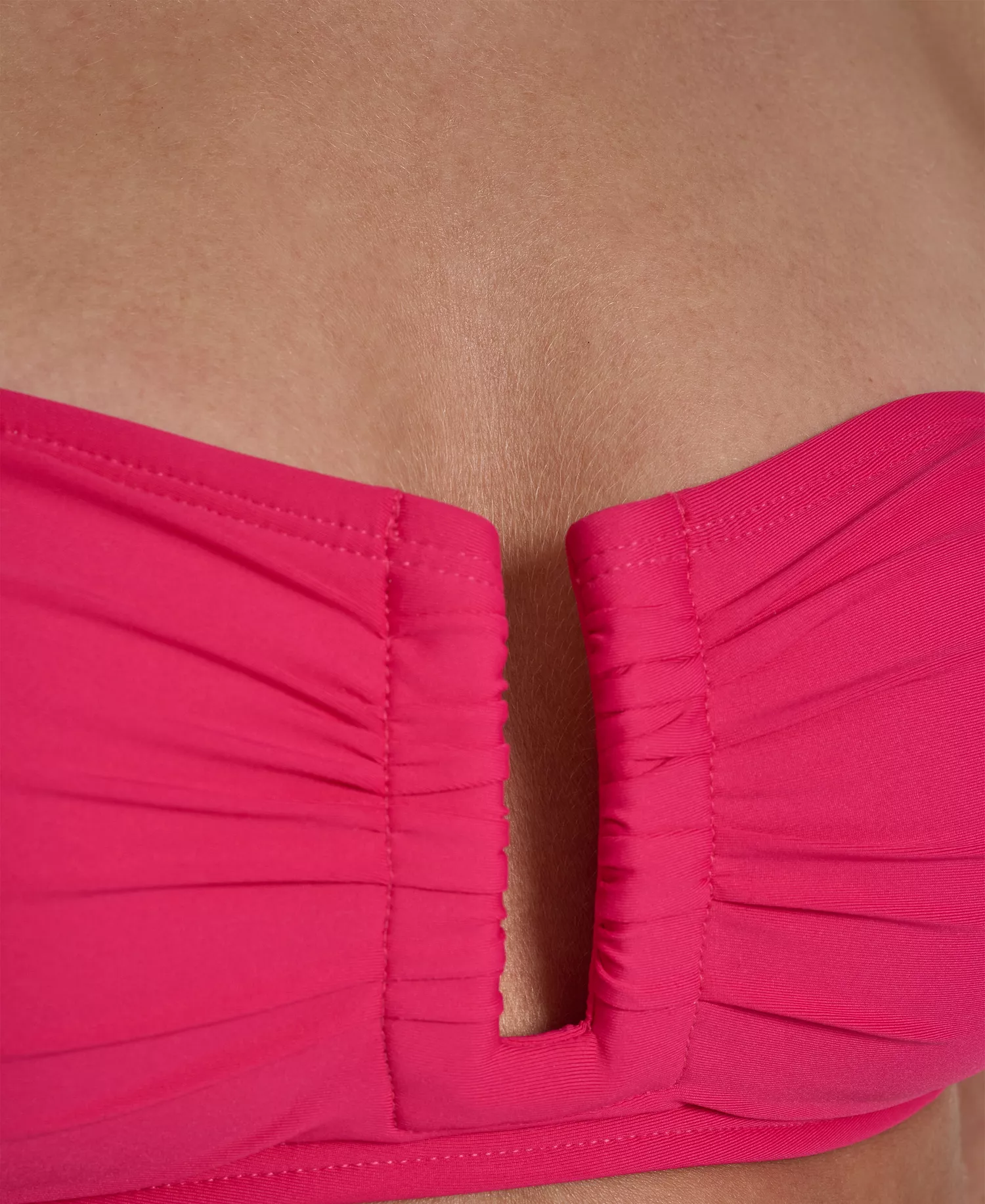 Women's Shirred U-Wire Bandeau Bikini Top - Amalfi Pink - L