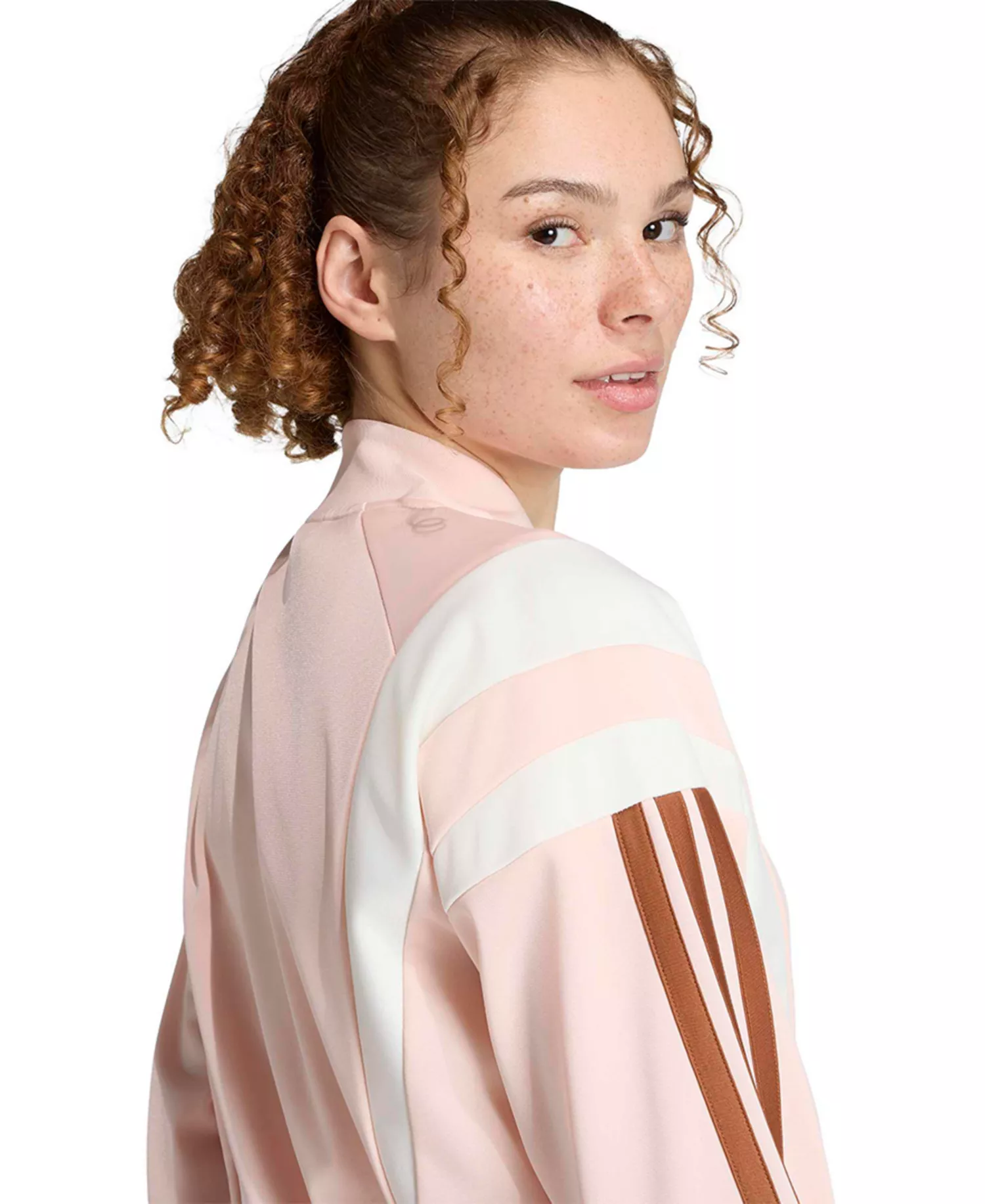 Women's Mock Neck Track Jacket - Blush Pink/dusky Bronze - 2XL