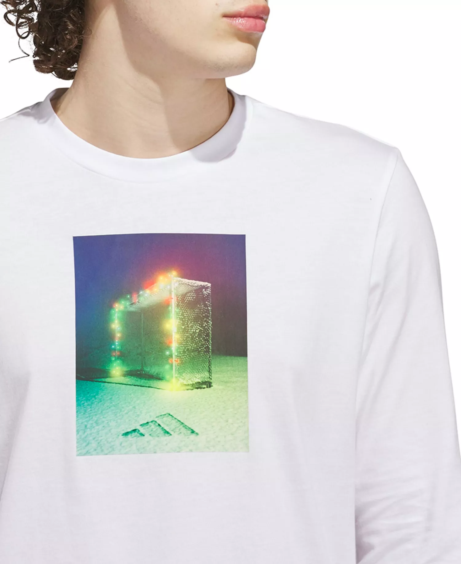 Men's 3-Stripes Lights Graphic Long-Sleeve T-Shirt - White - 2XL