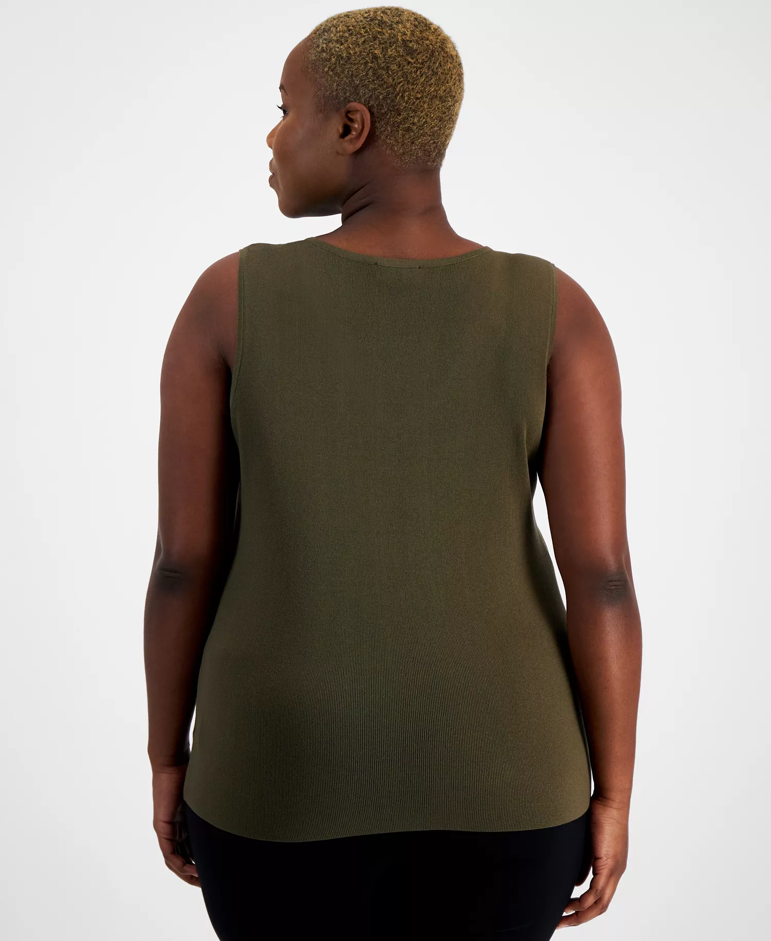 Plus Size V-Neck Sleeveless Tank Top - Loden - 1X