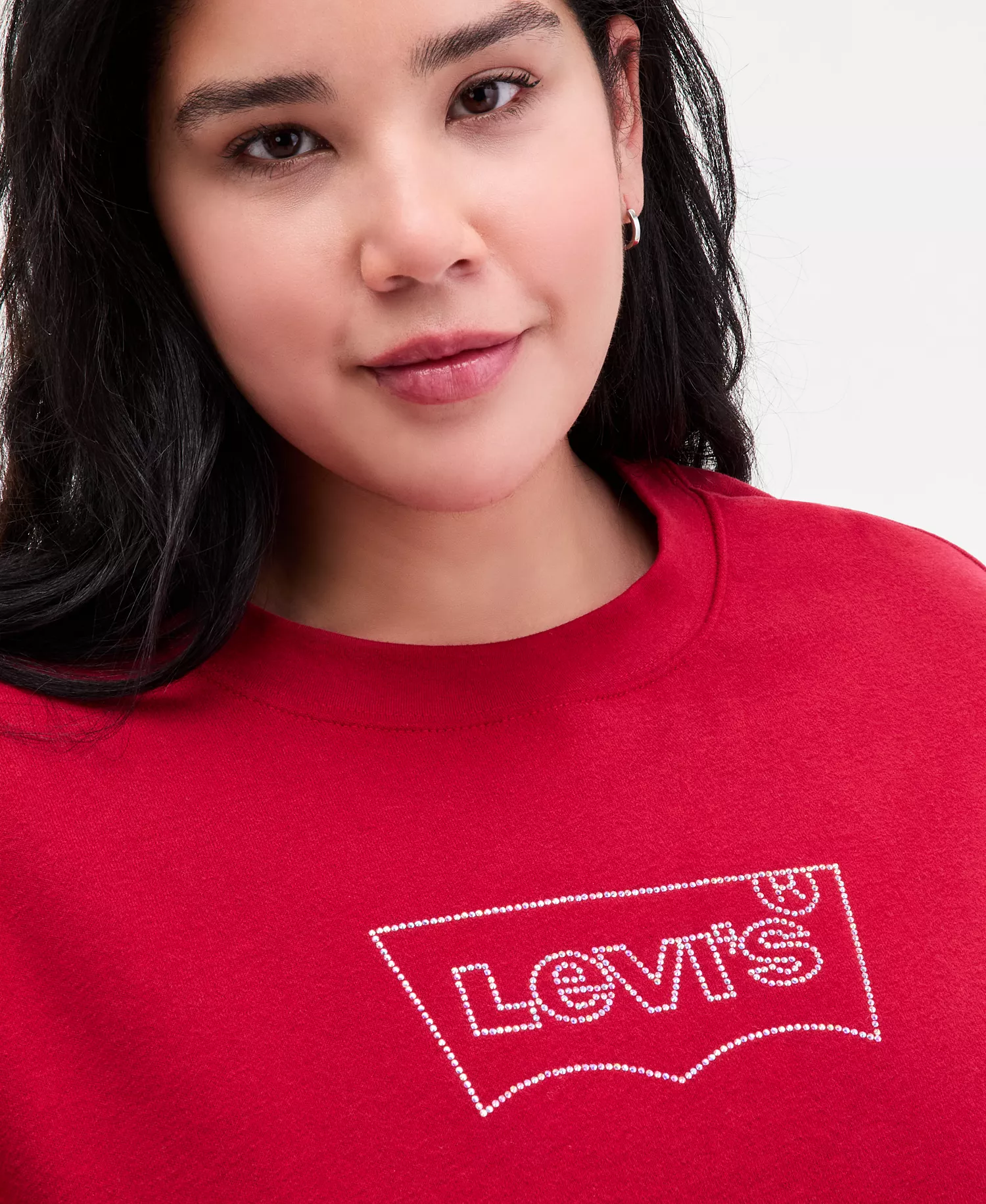 Plus Size Everyday Crewneck Sweatshirt - Rhinestone Rythmic Red - 1X