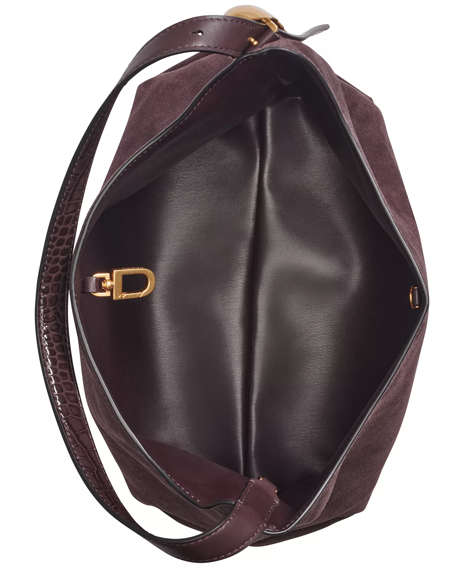 Georgette Suede Medium Bucket Bag - Chocolate Plum - NO SIZE