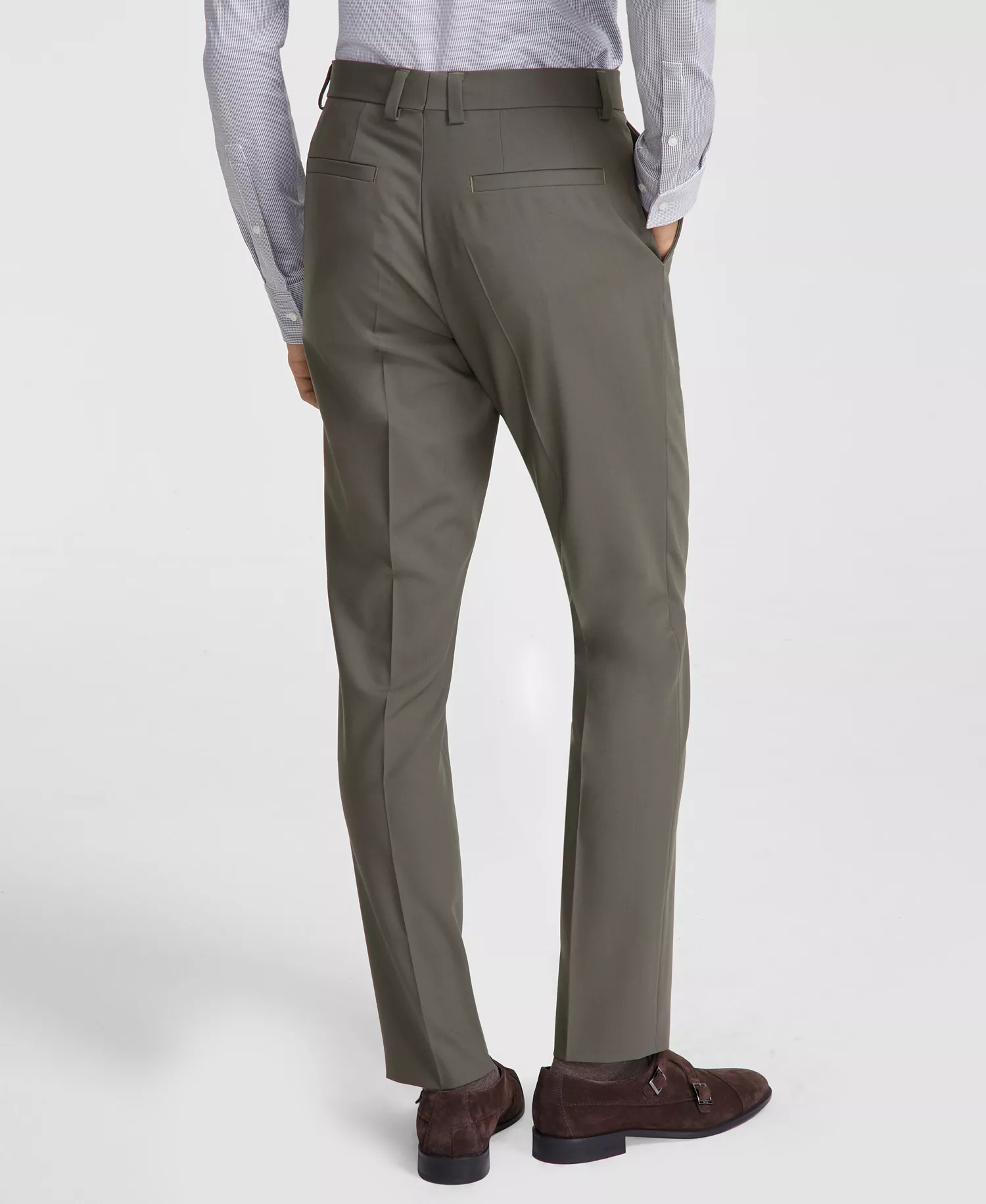 Men's Modern-Fit Solid Suit Separate Pants - Dark Beige/Khaki - 30R