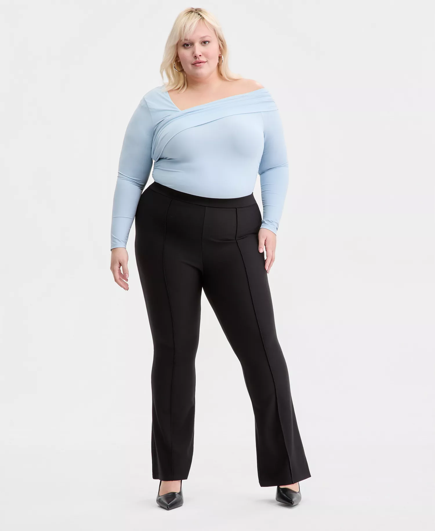 Trendy Plus Size Flare Pants, Macy's Exclusive - Black - 0X