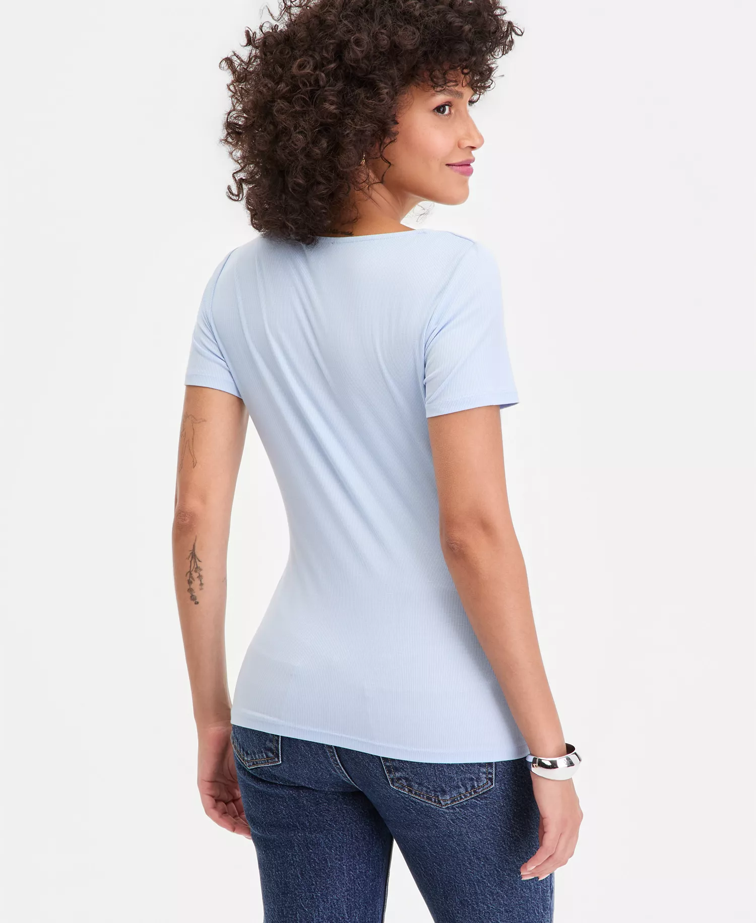 Women's Short Sleeve Asymmetric-Neck Top, Exclusively at Macy's - Bliss Blue - L