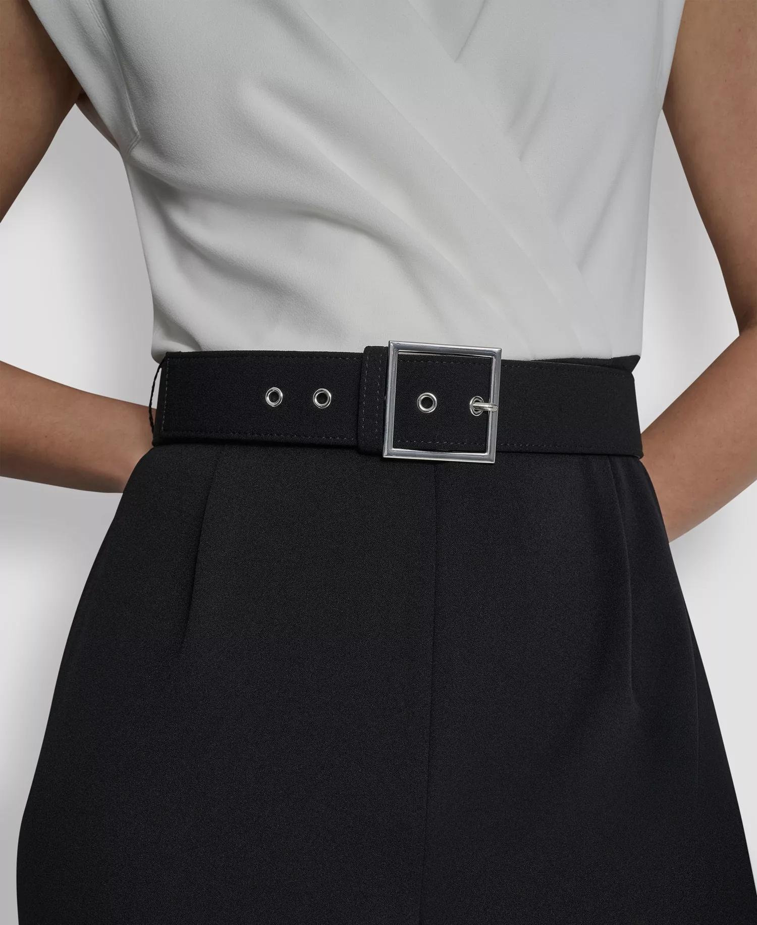 Women's Surplice Neck Straight Ankle Jumpsuit - Ivory/Black - 10