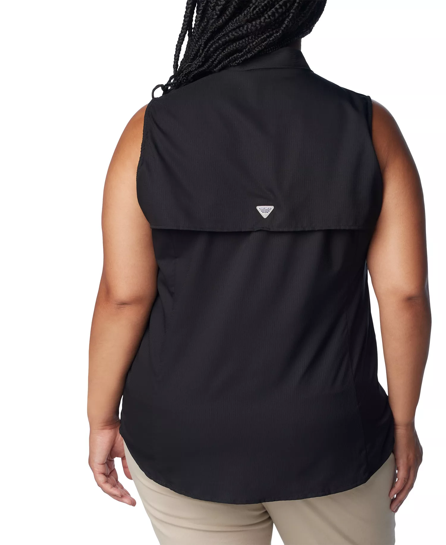 Plus Size PFG Tamiami Button-Front Sleeveless Top - Black - 1X