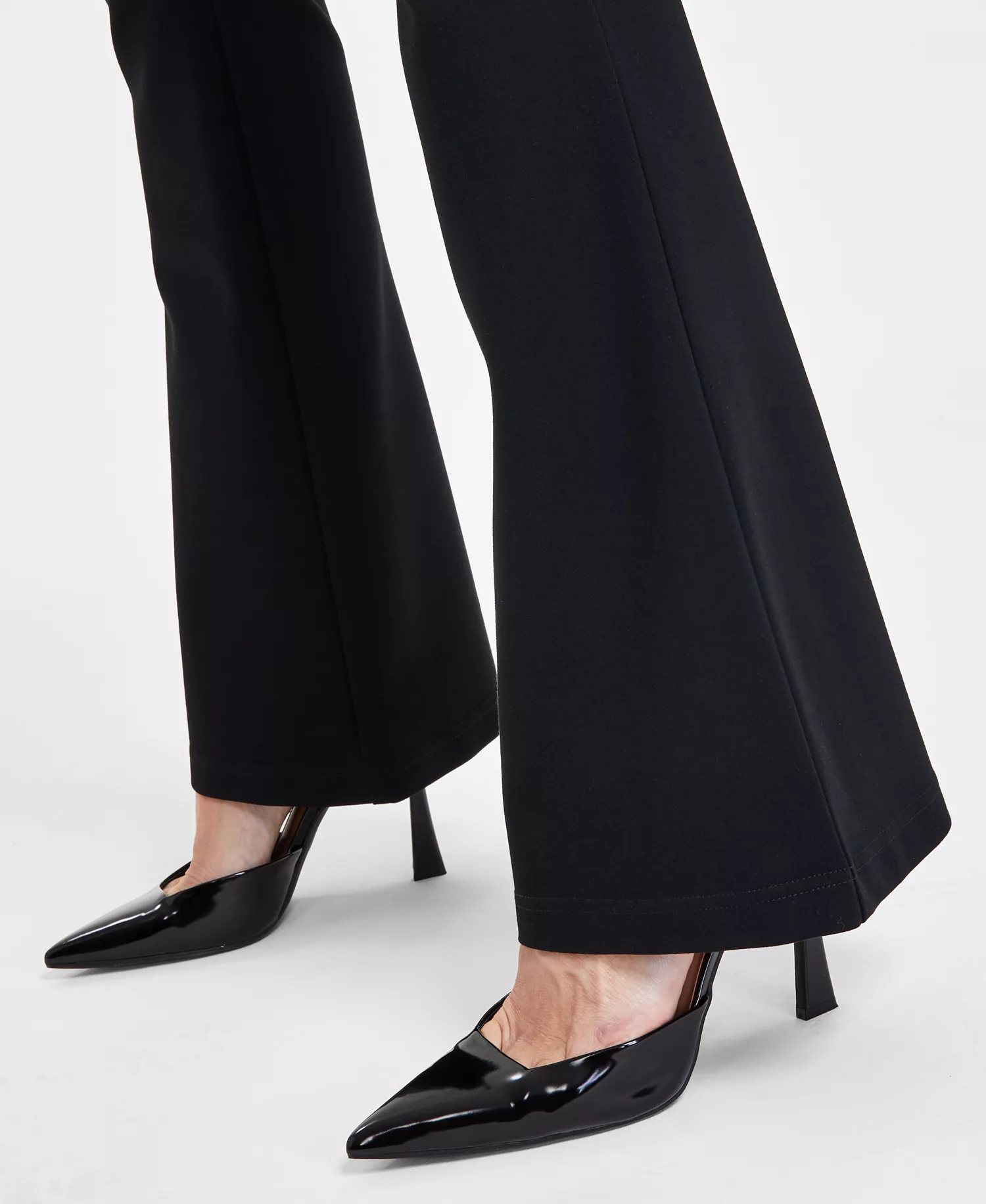 Petite Ponte-Knit Flare Pants, Created for Macy's - Deep Black - P/L