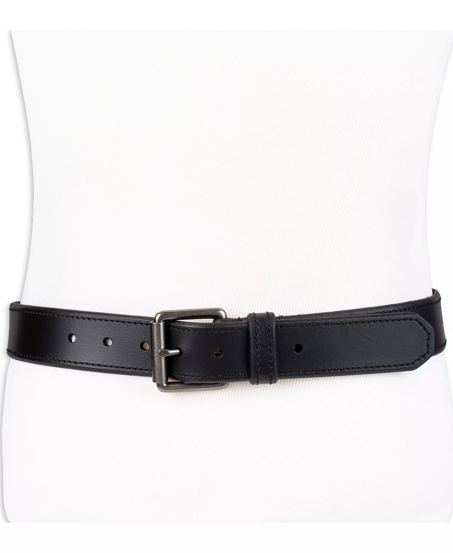 Men's Beveled-Edge Leather Belt - Black - L (38-40)