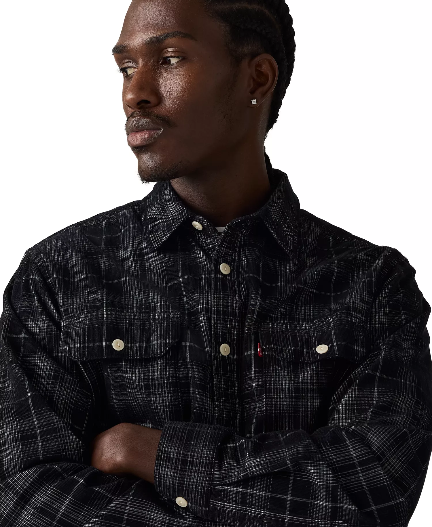 Men's Regular-Fit Worker Overshirt - Black Cord - 2XL