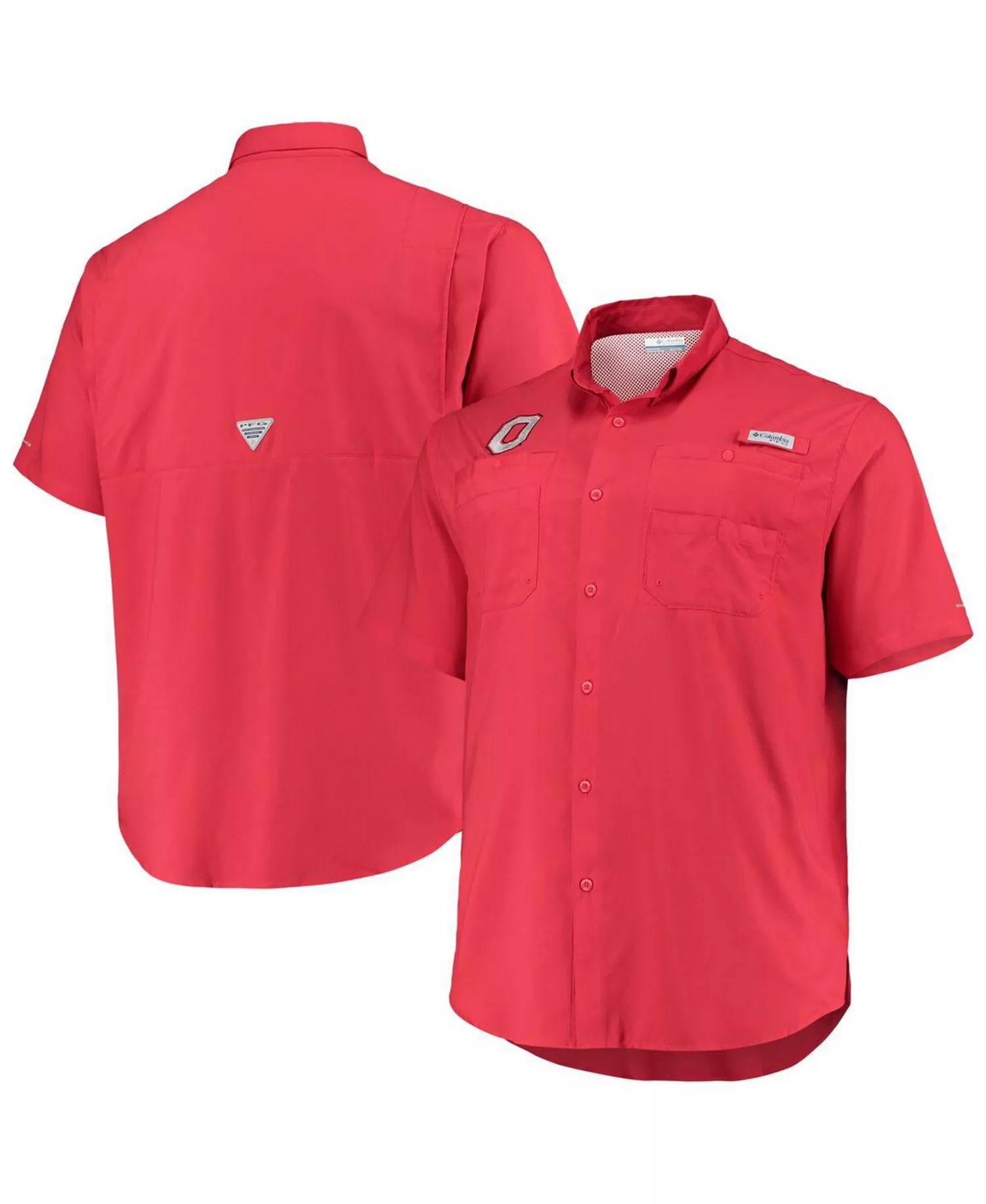 Men's Scarlet Ohio State Buckeyes Big and Tall Tamiami Omni-Shade Button-Down Shirt - Scarlet - 4XT